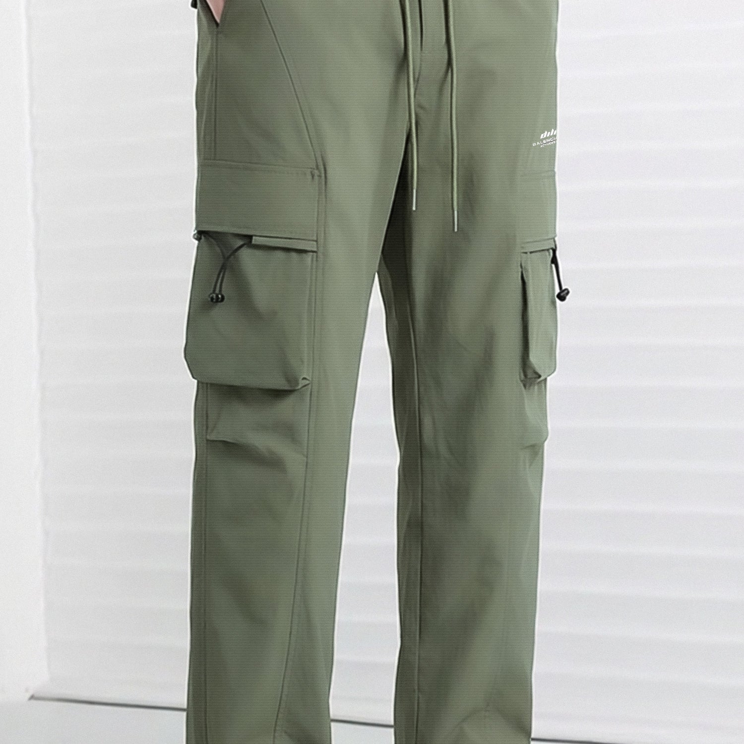 Men's Flap Pockets Drawstring Waist Cargo Trouser
