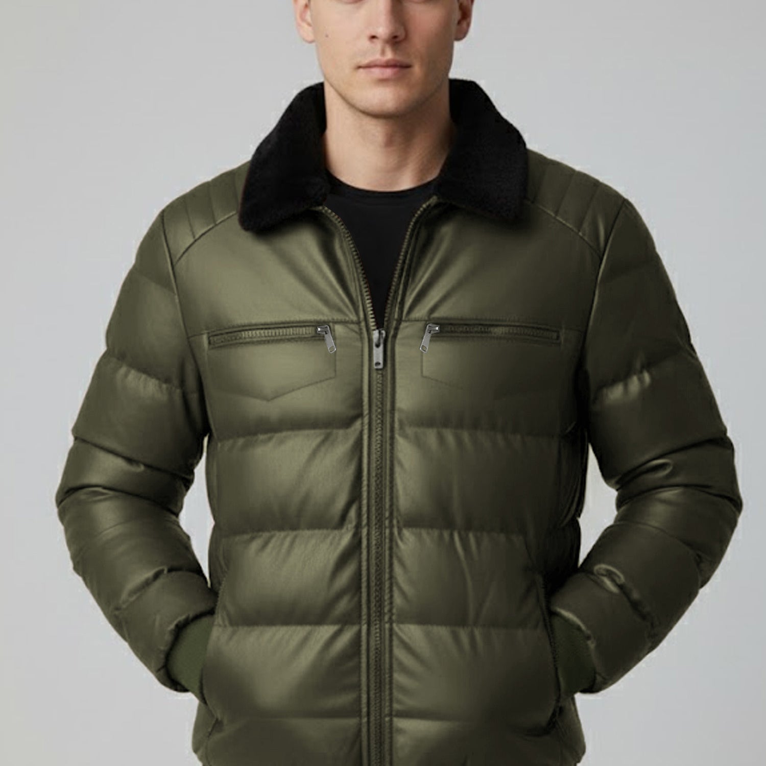 Turbo Turn-down Fur Collar Men's Imported Puffer Jacket