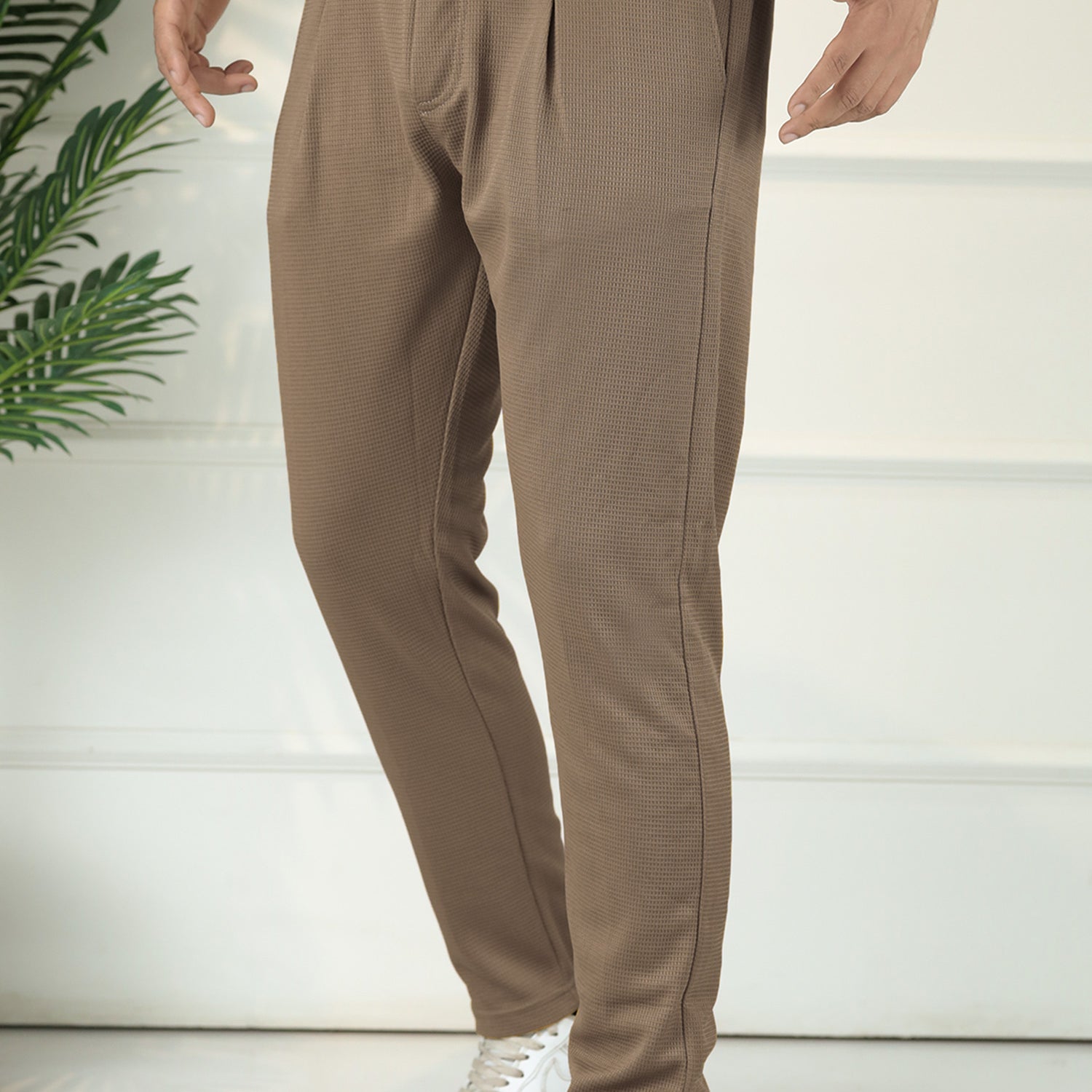 Turbo Urban-Fit Single Plate Waffle Trouser In Chocolate