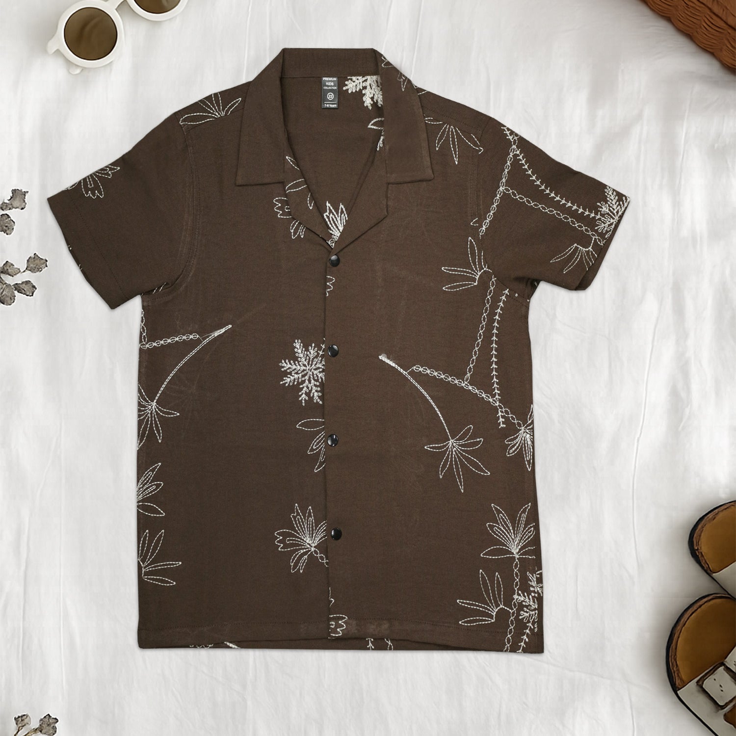 Turbo Palm Leaf Pattern Younger Kids Casual-Shirt