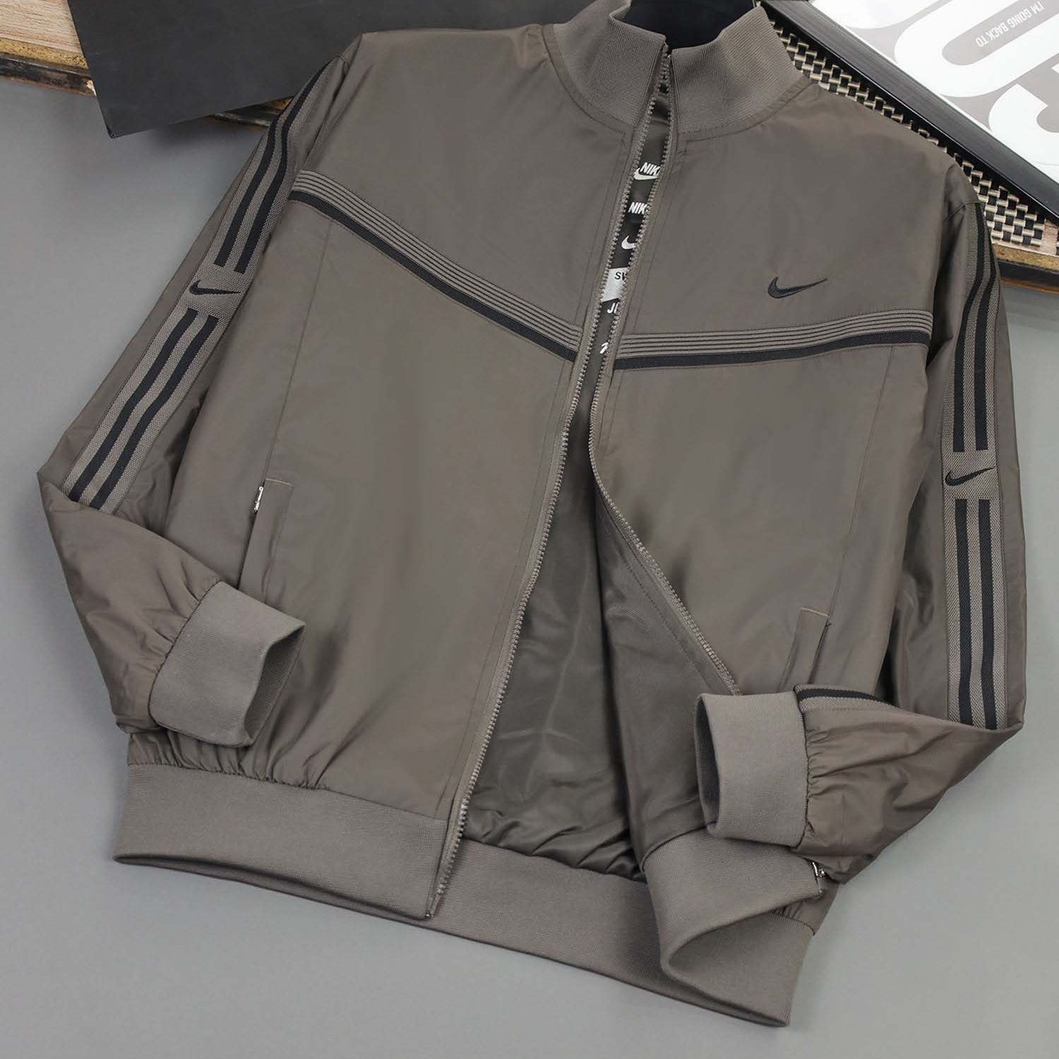 Adds Comfortable Reversible Zip-Up Track Sports Jacket