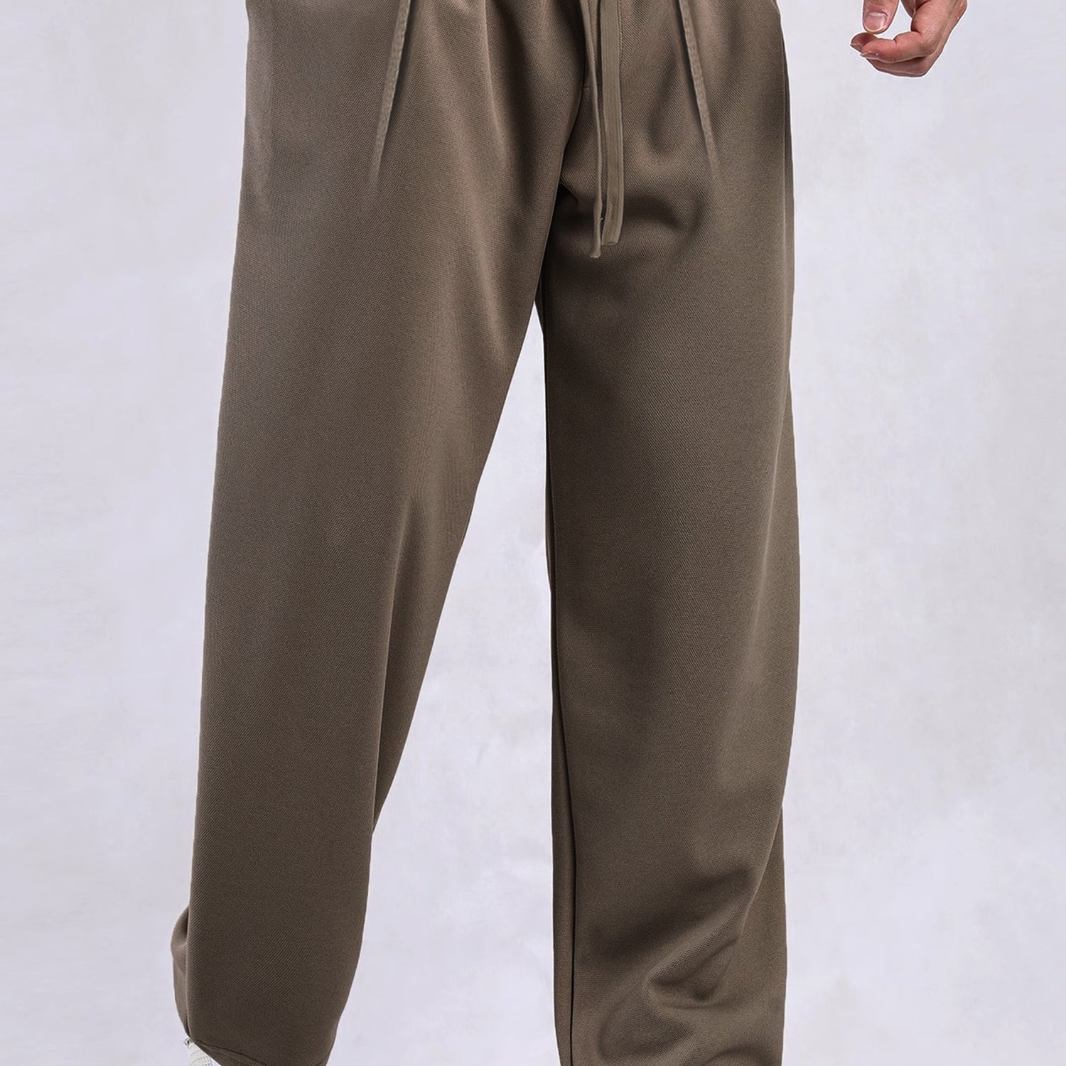 Turbo Summer Thin Waffle Textured Loose Bottom Trouser In Chocolate