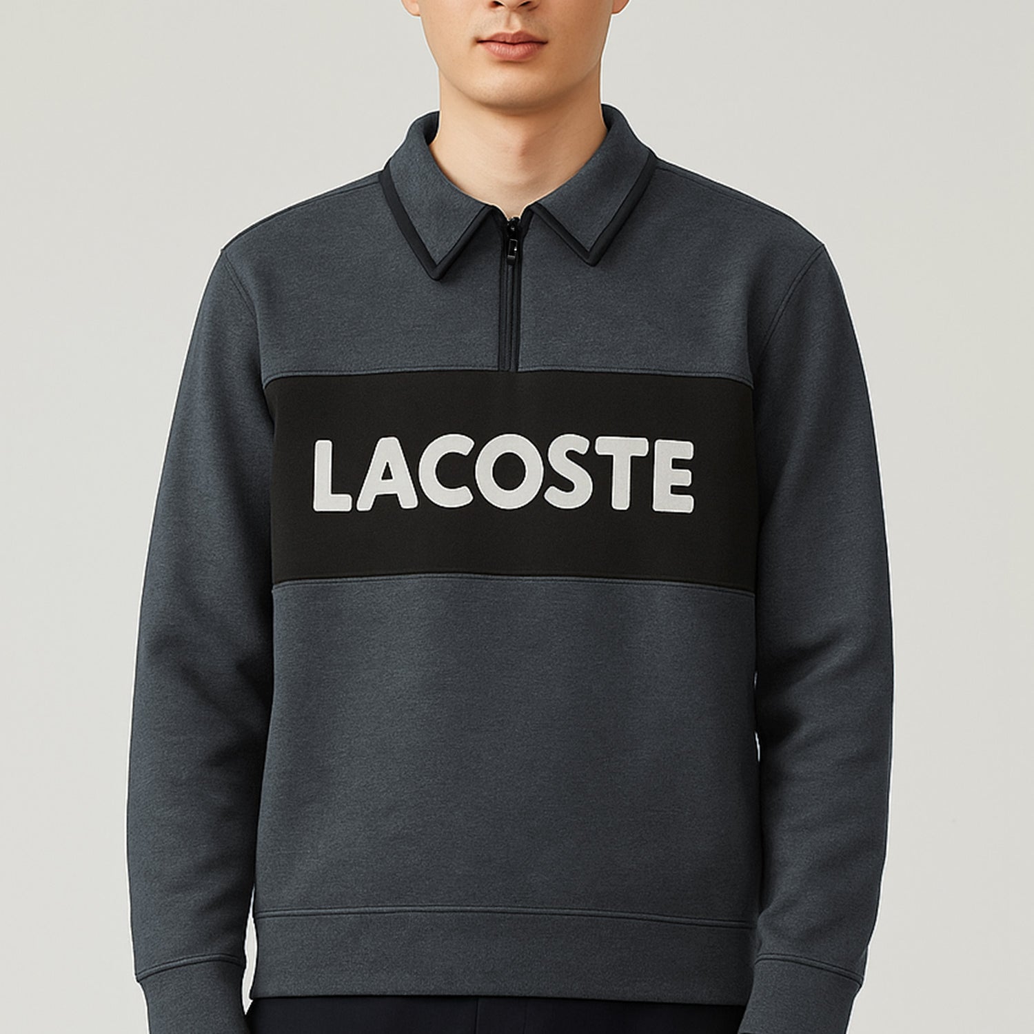 Lcste Color-Block Panel Imported Men's Sweatshirt