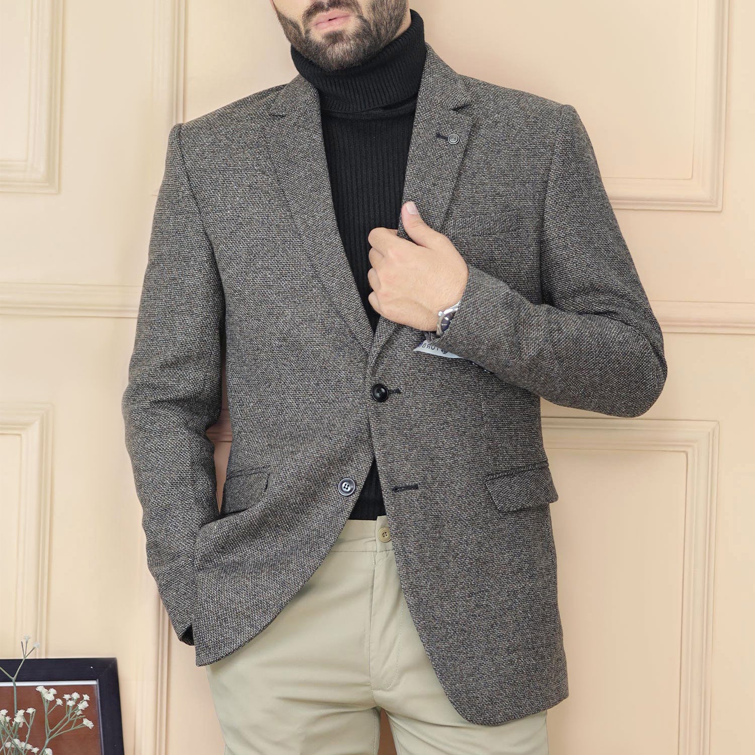 Men's Lightweight Casual V Neck Button Blazer