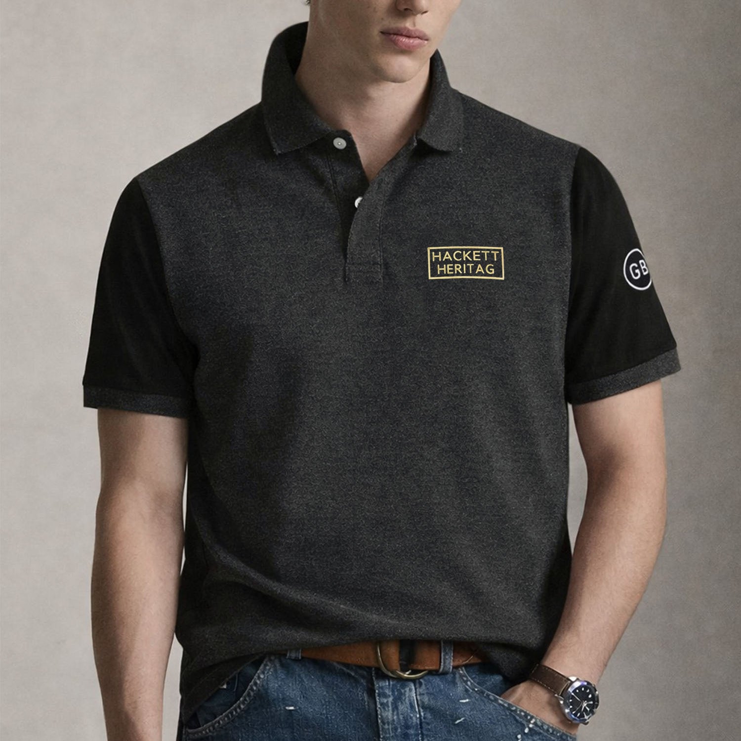 Hcket Heritag Colourblock Placement Men's Polo Shirt