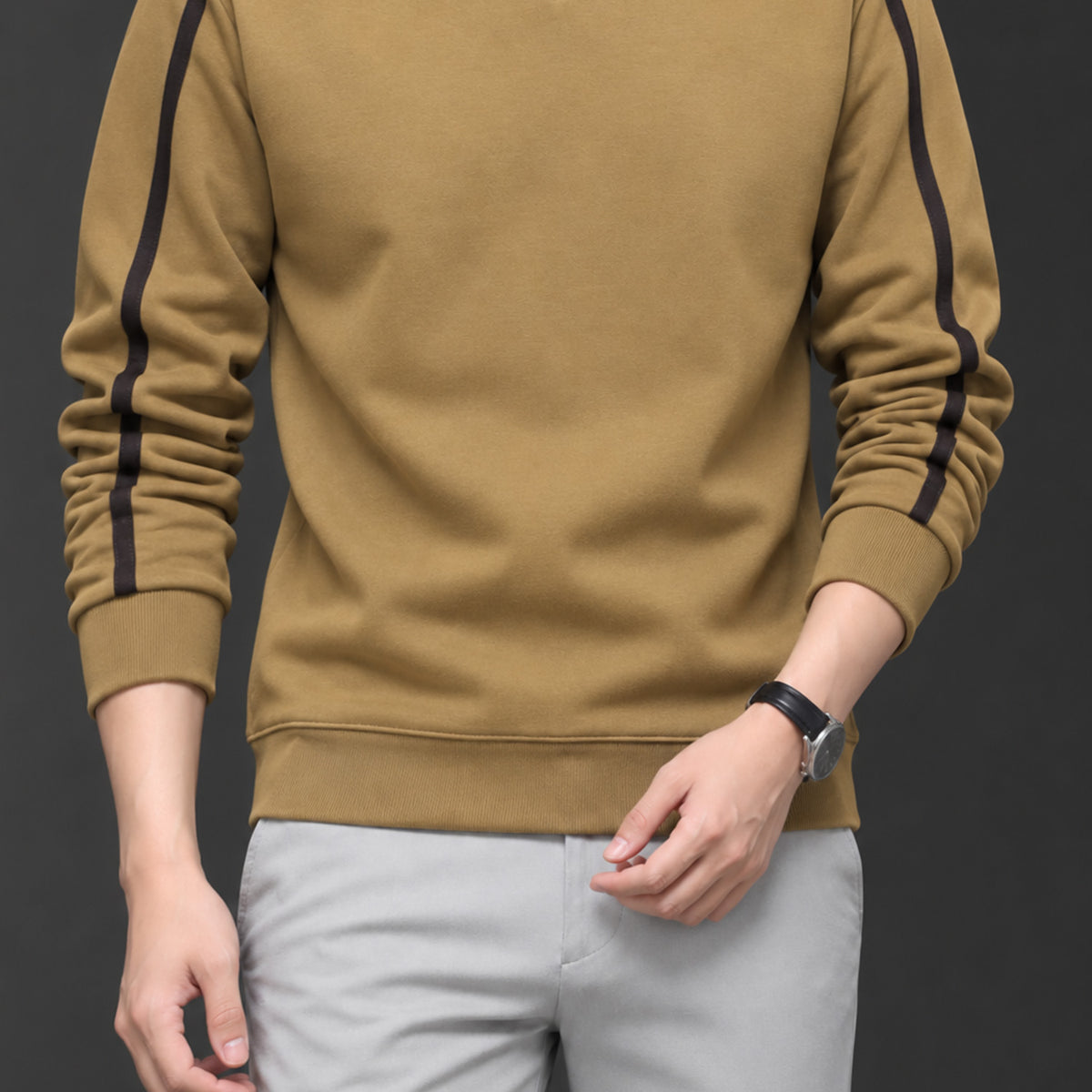 Turbo Minimal Piping Imported Round Neck Men's Sweatshirt