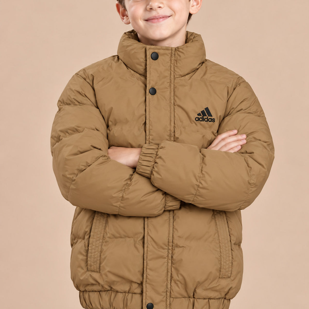 Adds Essentials Hybrid Imported Kid's Puffer Jacket In Camel