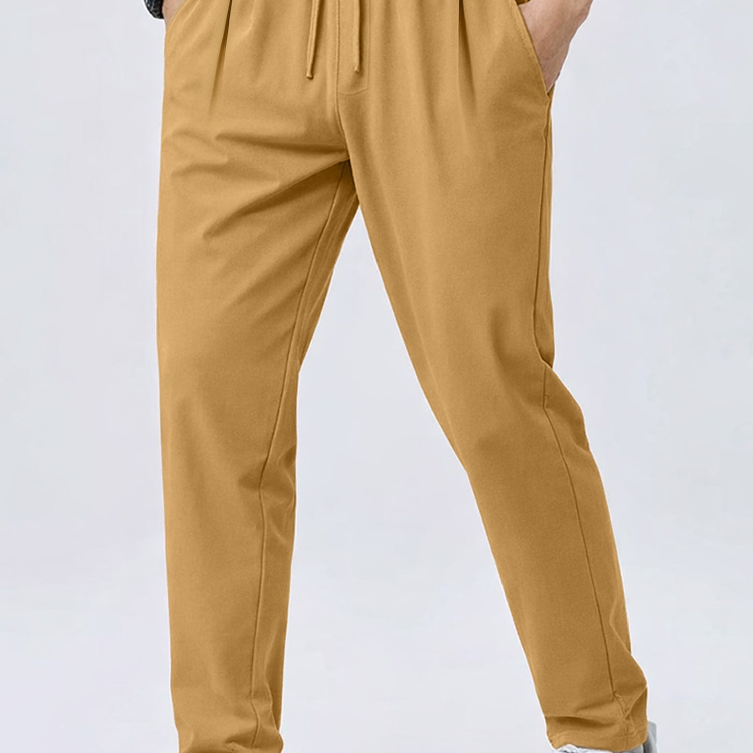 Turbo Pique Textured Double Plate SlimFit Trouser In Camel