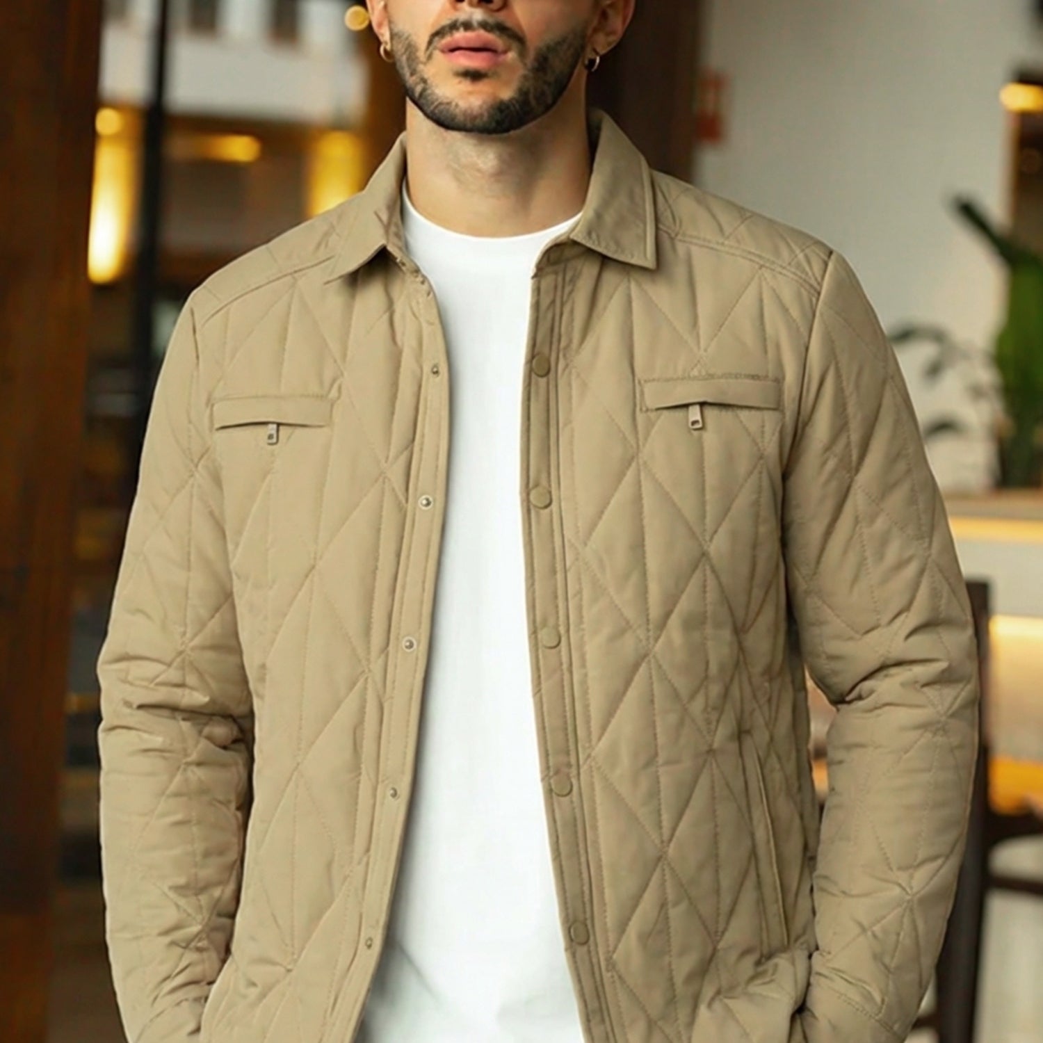 Resistant Diamond Quilted Collar Style Imported Light Weight Jacket