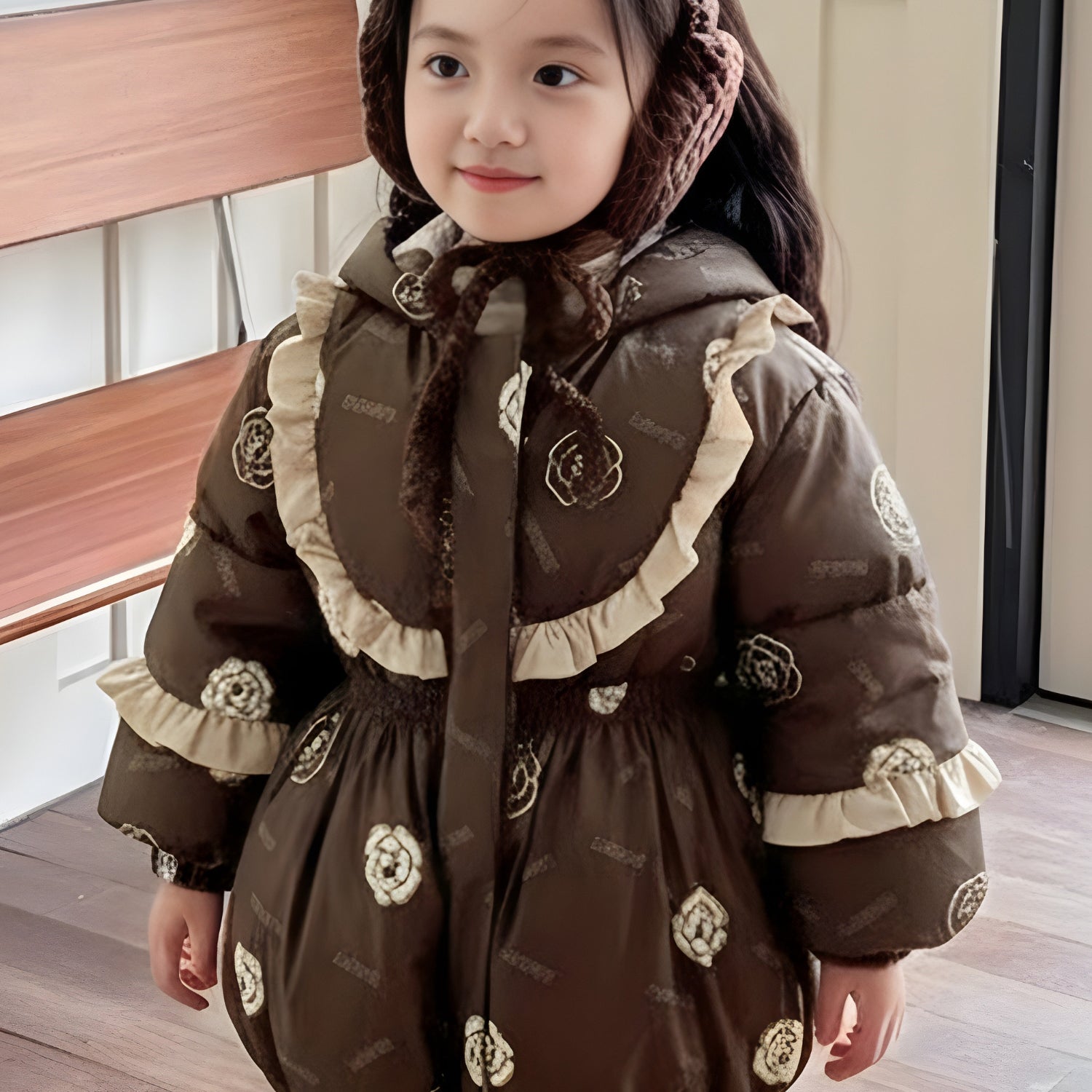 Girls Long Hooded Down Puffer Jacket