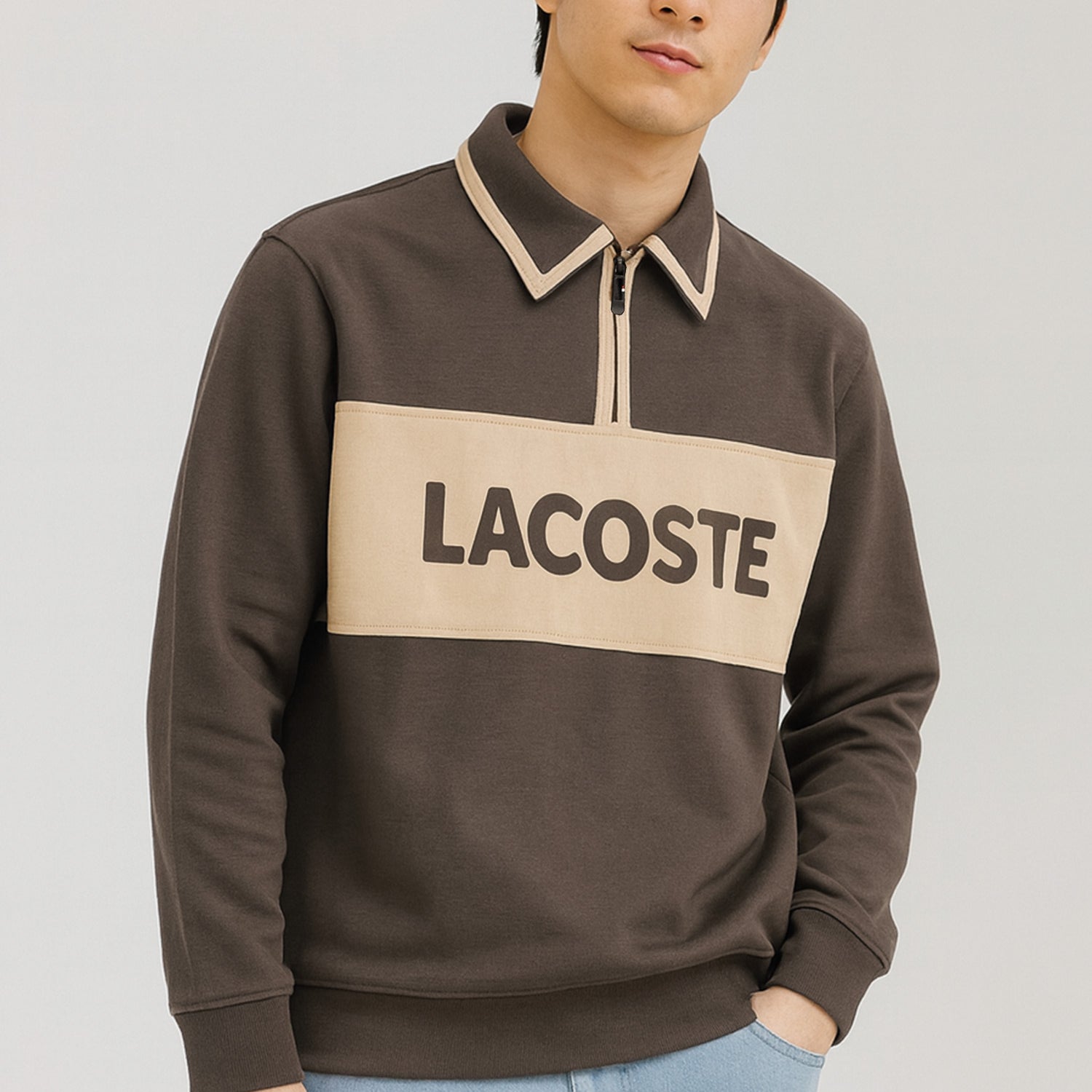 Lcste Color-Block Panel Imported Men's Sweatshirt