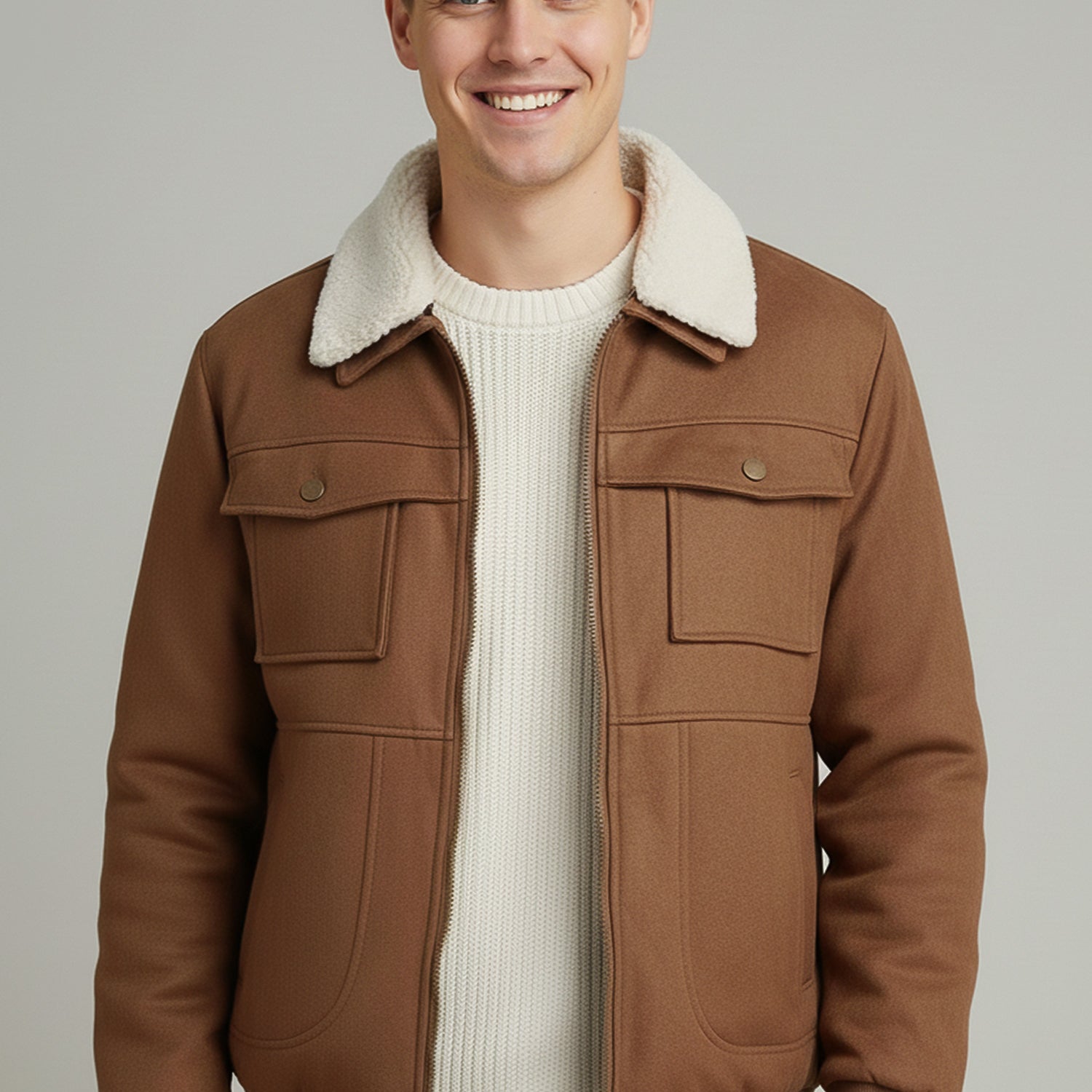 Wind proof Long Sleeve Imported Men's Suede Jacket