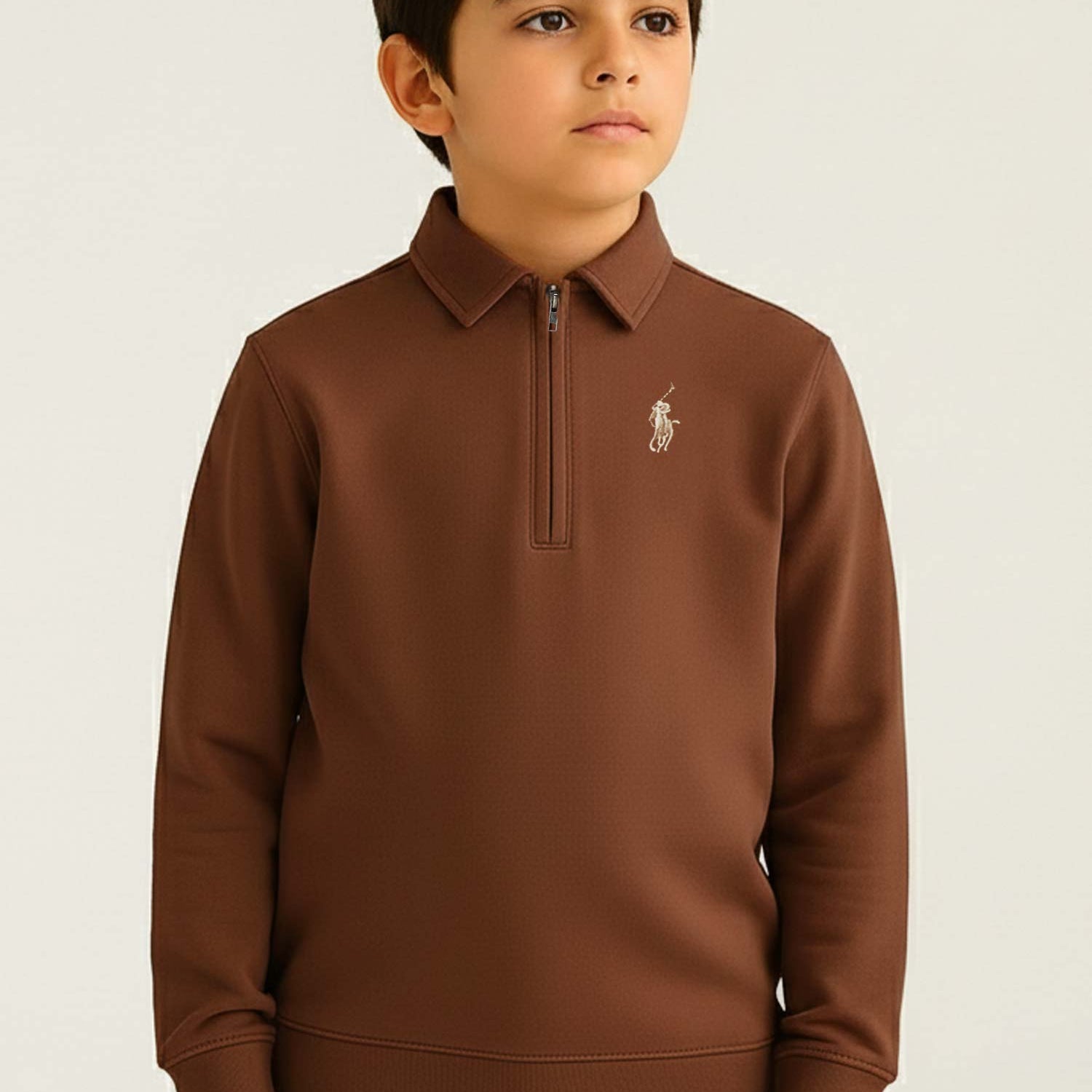 Rph Lren Polo Stylish Half-Zip Collared Unisex Kids Sweatshirt