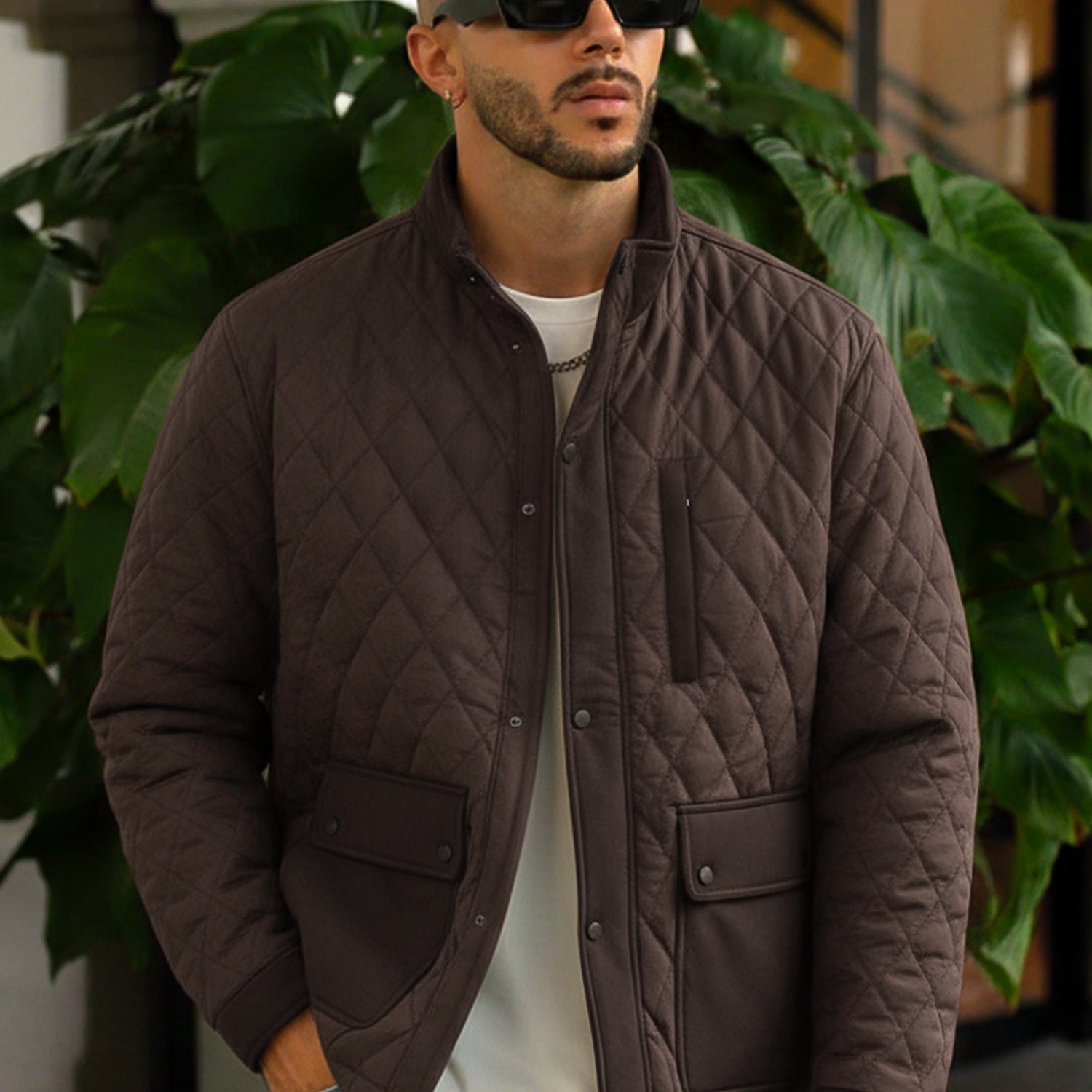 Turbo Placket Pockets Quilted Puffer Jacket
