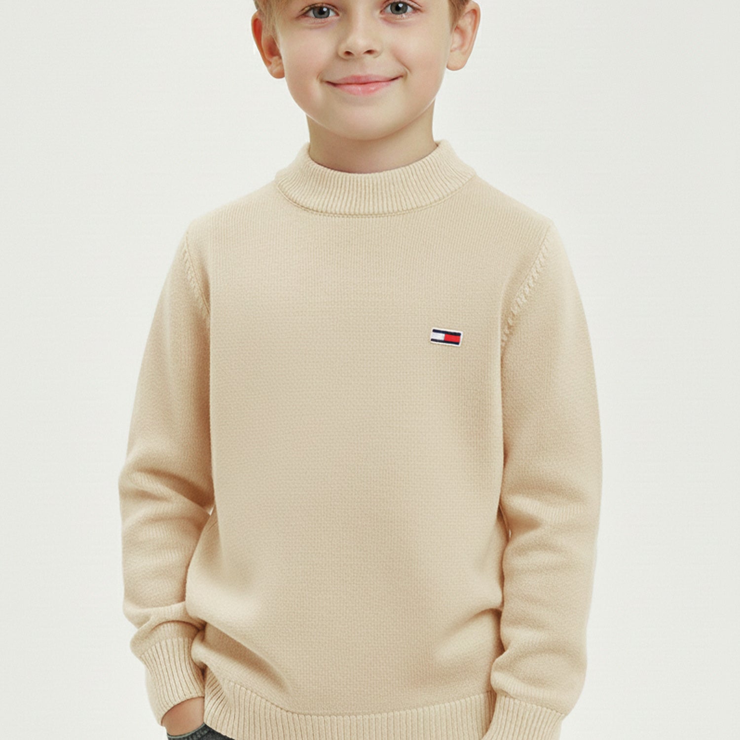 Tmy Reg Badge Mock Neck Imported Younger Kids High Neck