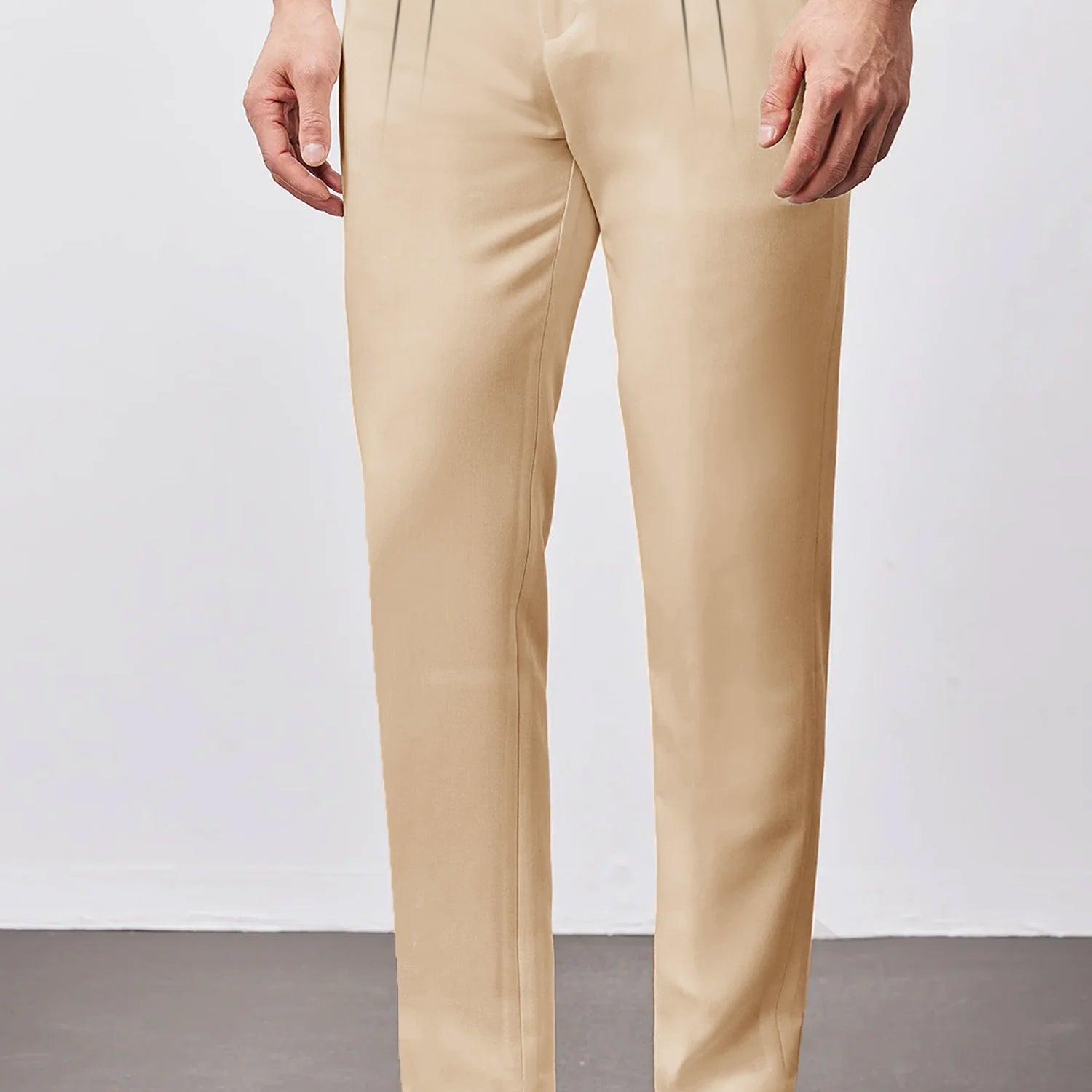 Double Plate Men's Carrot Fit Cotton Pant In Creem