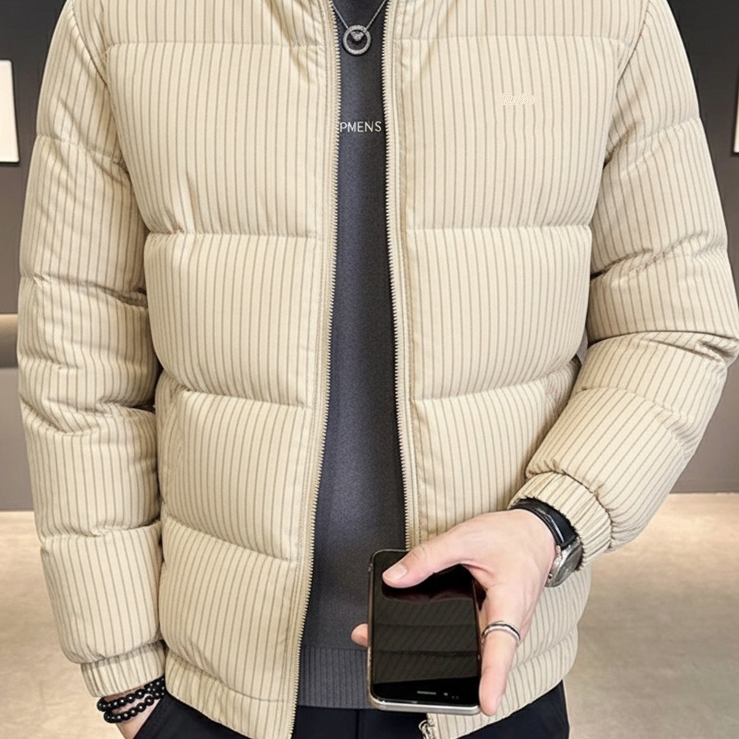Turbo Lining Pattern Style Men's Imported Puffer Jacket
