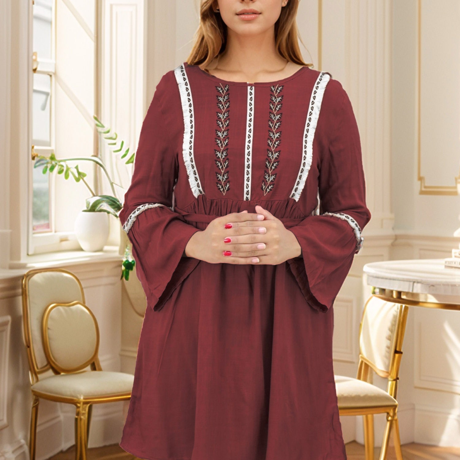 Embroidered Design Floral Motif Turkish Imported Top