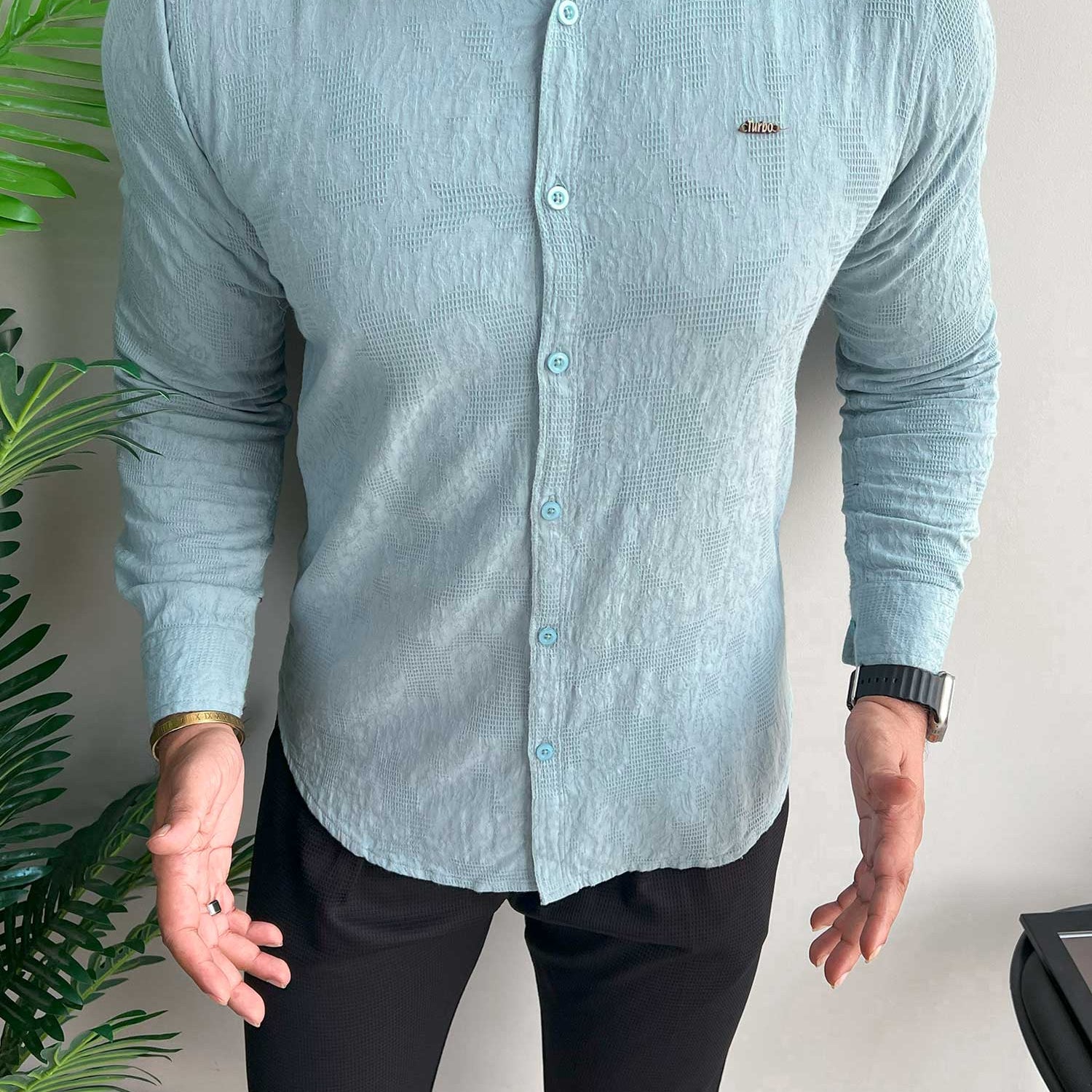 Turbo Vintage Patterend Long Sleeve Cotton Casual Shirt
