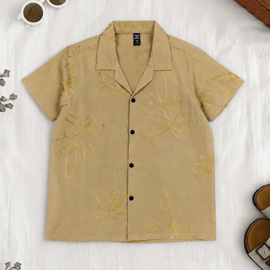 Turbo Cuban Collar Younger Kids Casual-Shirt