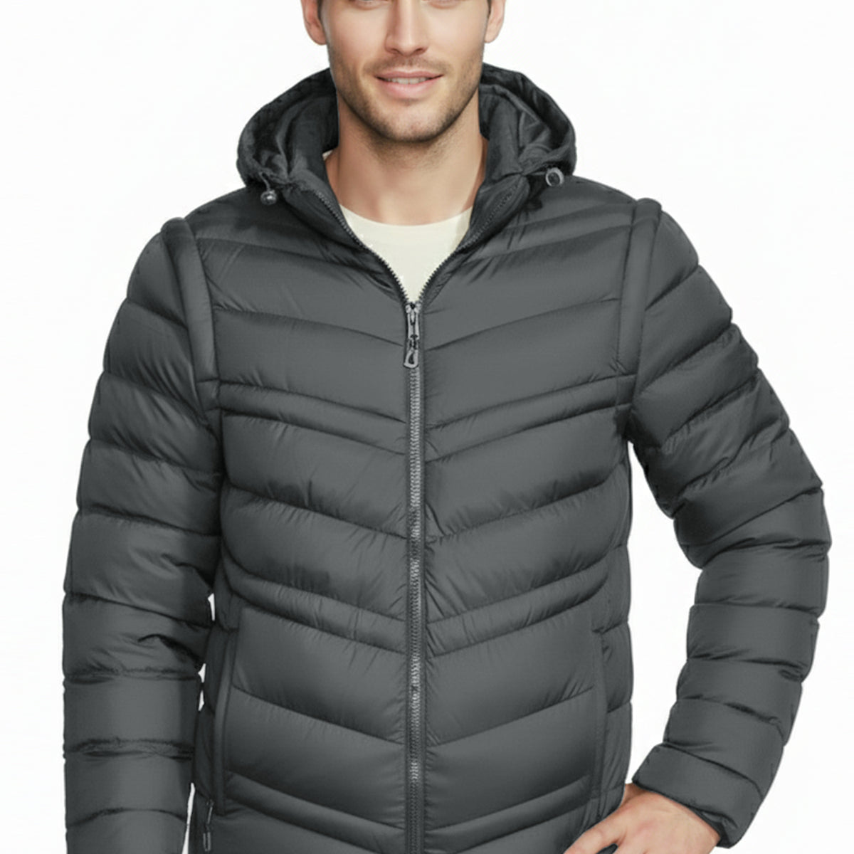 Turbo Poly Stretch Removable Arm Imported Puffer Jacket