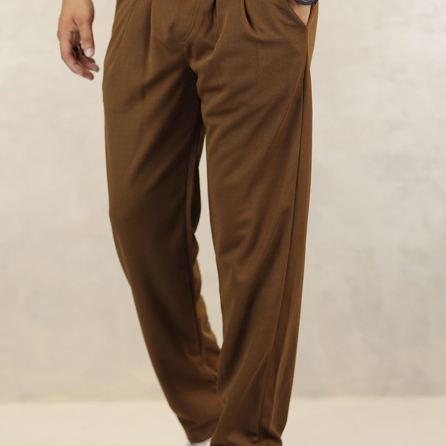Turbo Comfort Front Plate Regular Straight-Fit Trouser In Dark Brown