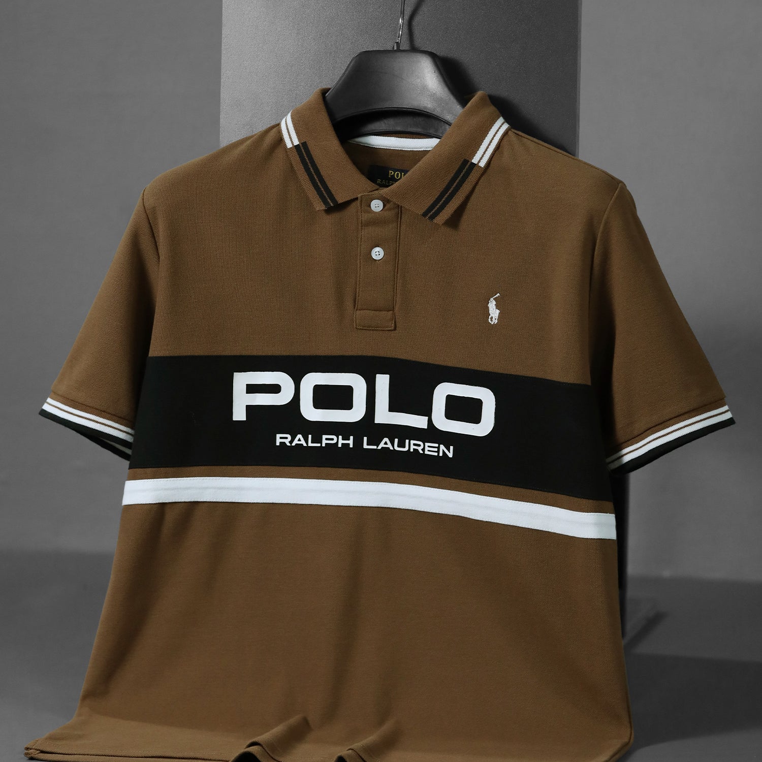 Plo Rph Lren Prominent Horizontal Stripe Men's Polo Shirt