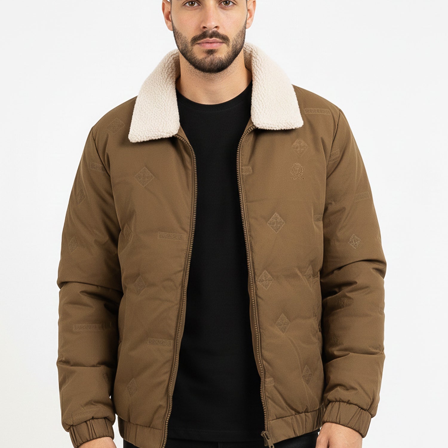 Synthetic Sherpa Collar Men's Imported Puffer Jacket