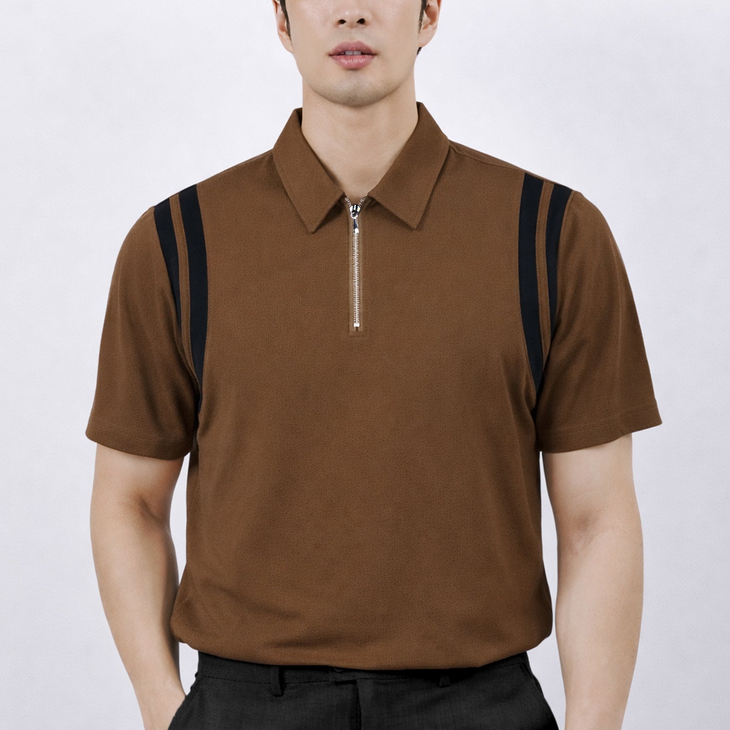 Men's Jacquard Quarter Zipper Style Polo T-Shirt