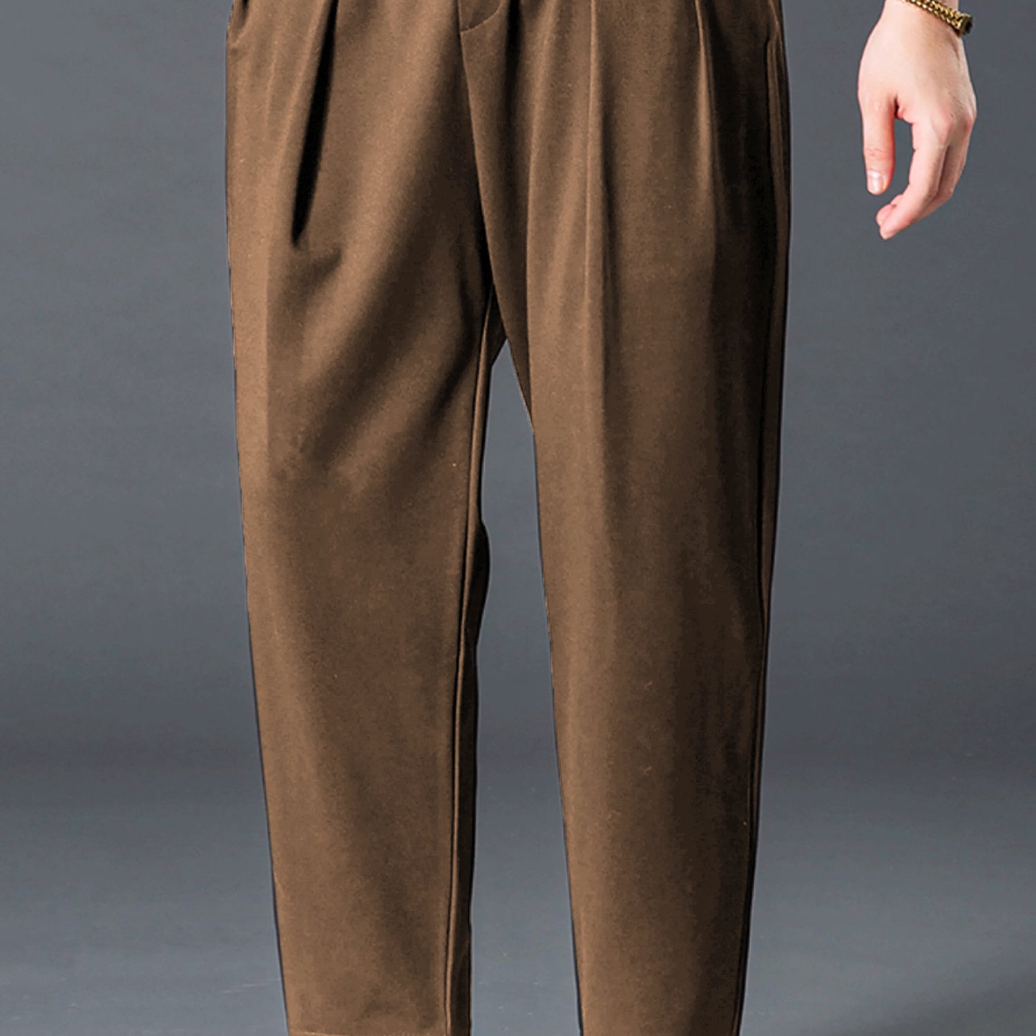 Turbo Comfort Front Plate Regular Straight-Fit Trouser In Dark Brown
