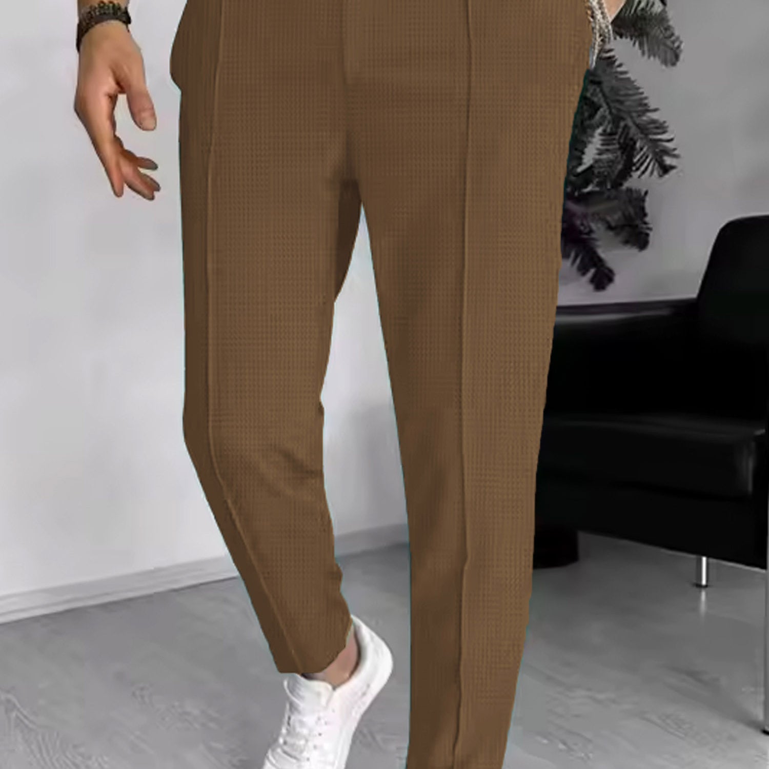 Turbo Fashion Smart Slim Fit Trouser In Dark Brown