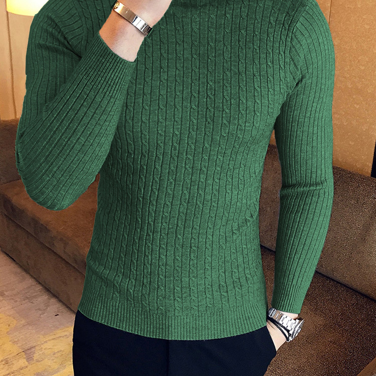 Winter Pullover Turtel High Neck In Dark Green