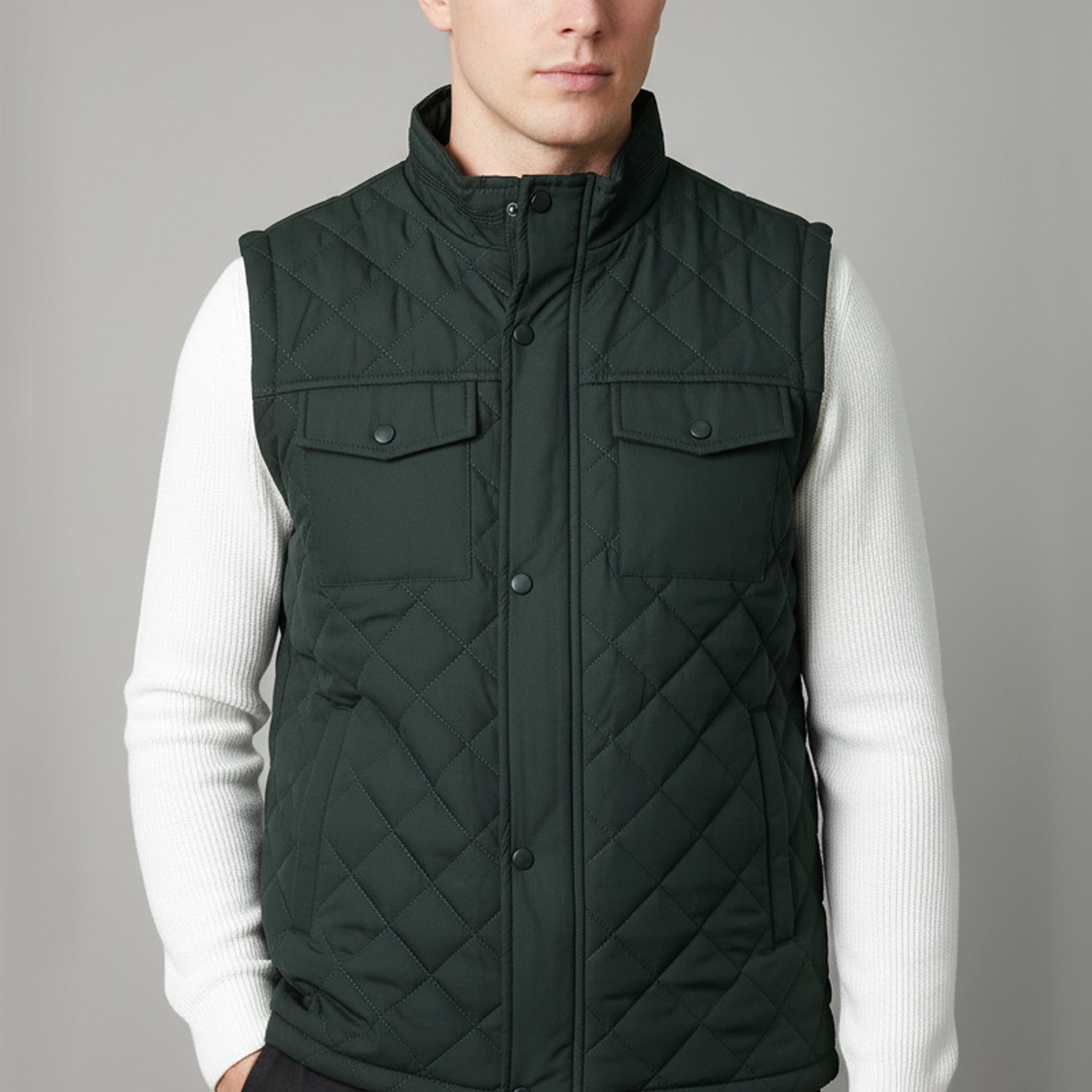 Funnel Neck Quilted Imported Men's Gilet