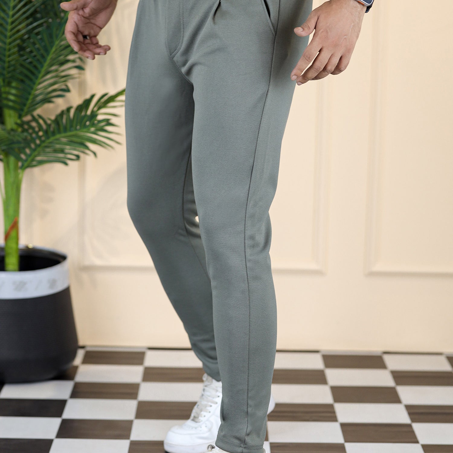 Turbo Straight Leg Lace-Up SlimFit Trouser In Dark Grey