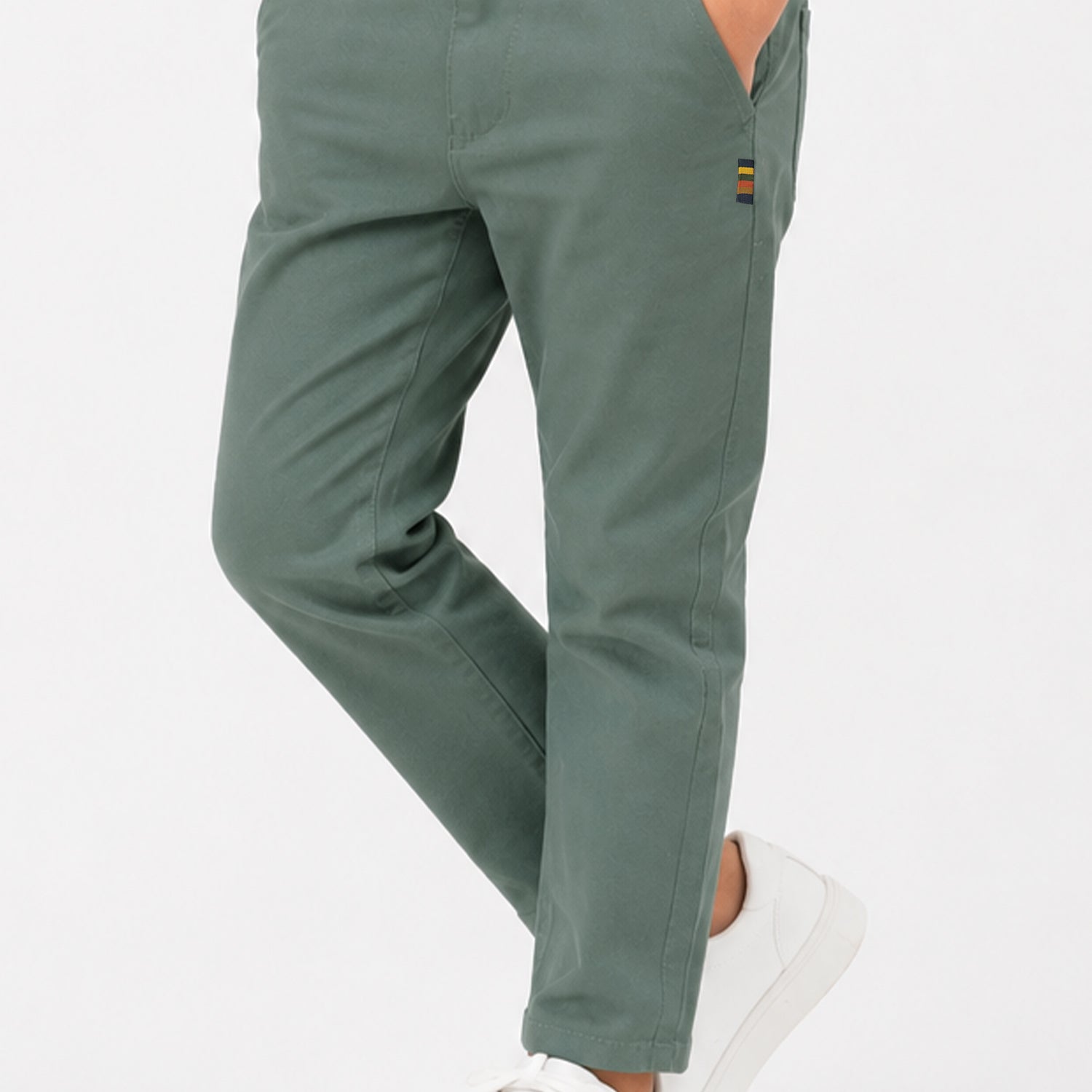 Turbo Regular Slim Fit Cotton Pant For Boys In Dark Grey