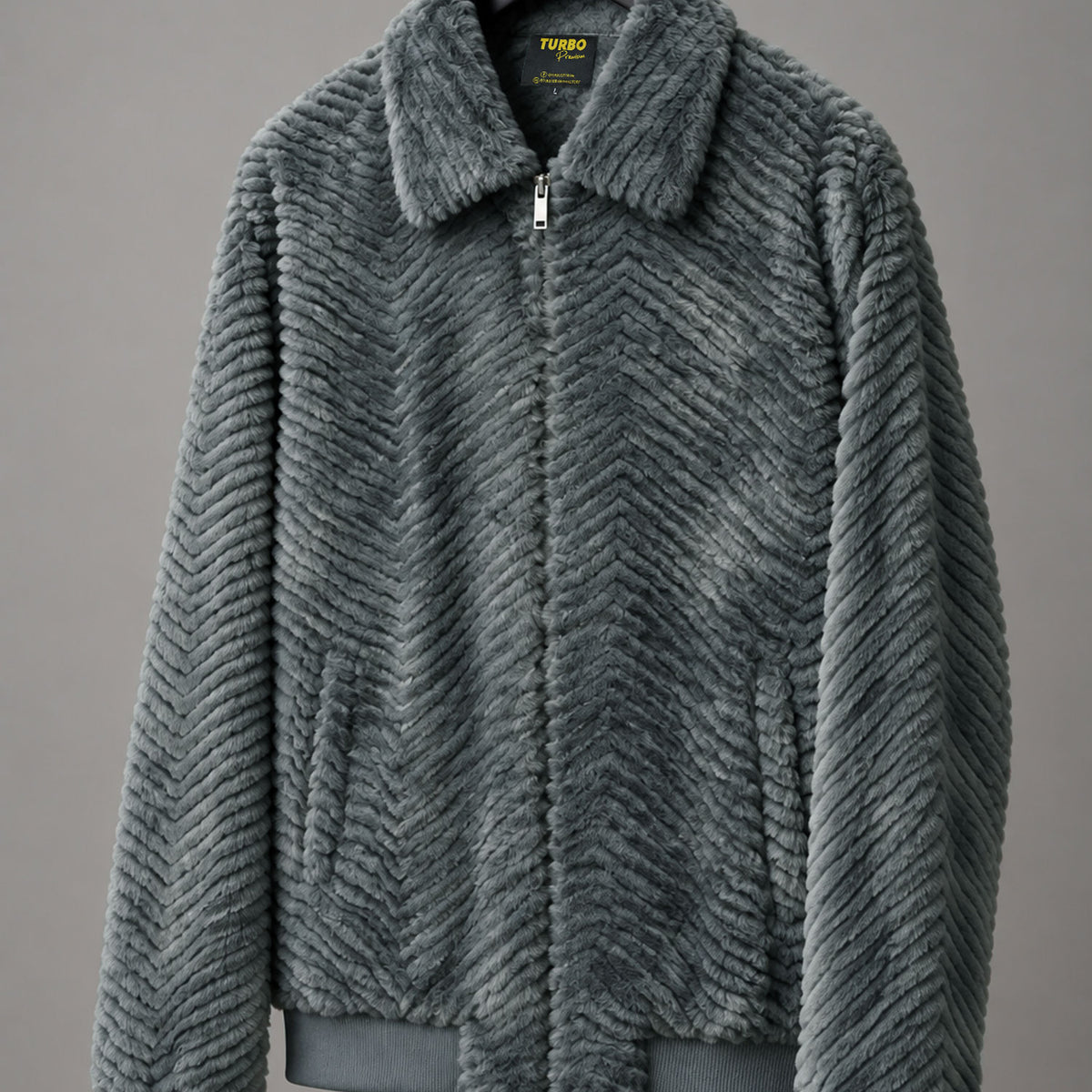 Turbo Cozy V-Texture Collared Imported Men's Fur Jacket