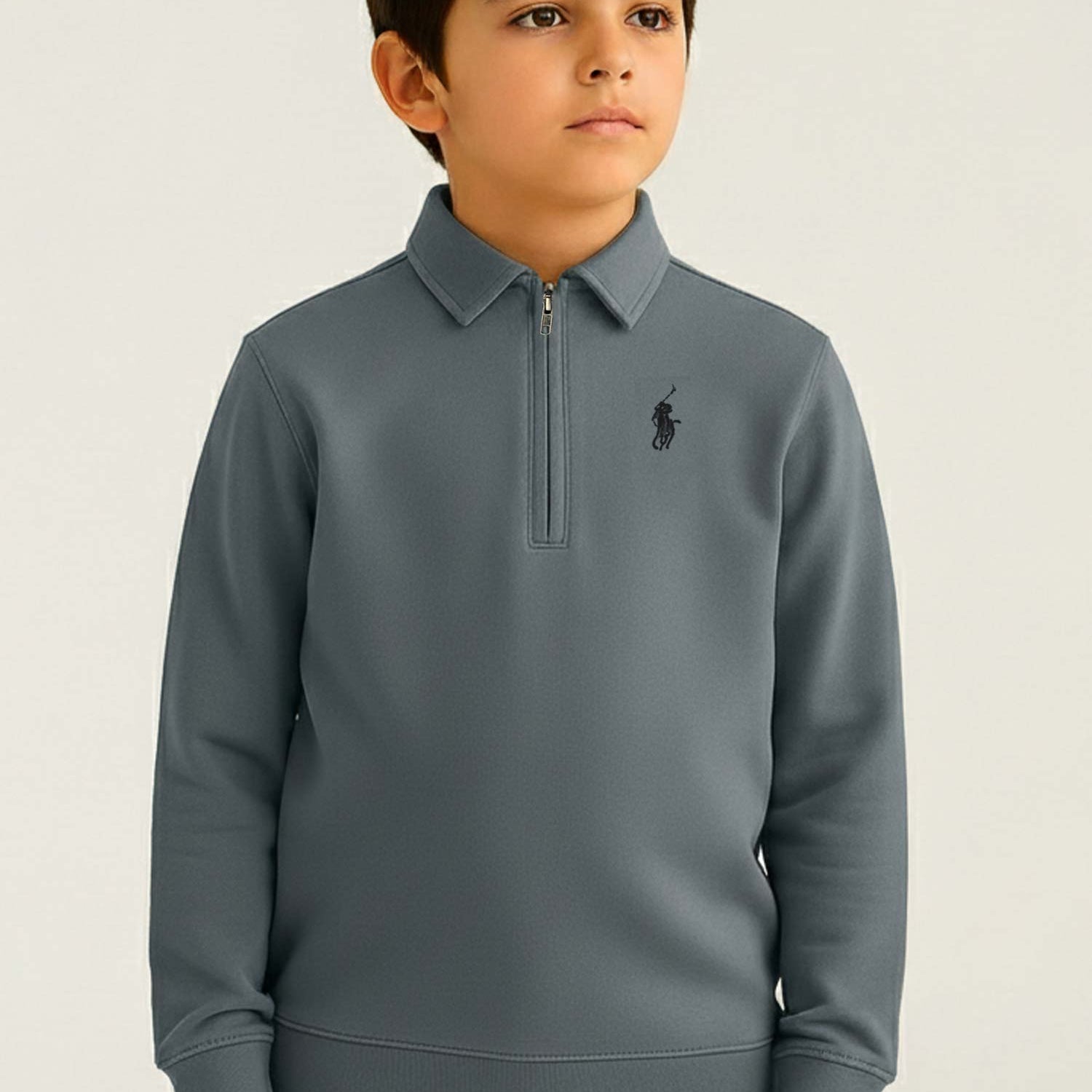 Rph Lren Polo Stylish Half-Zip Collared Unisex Kids Sweatshirt