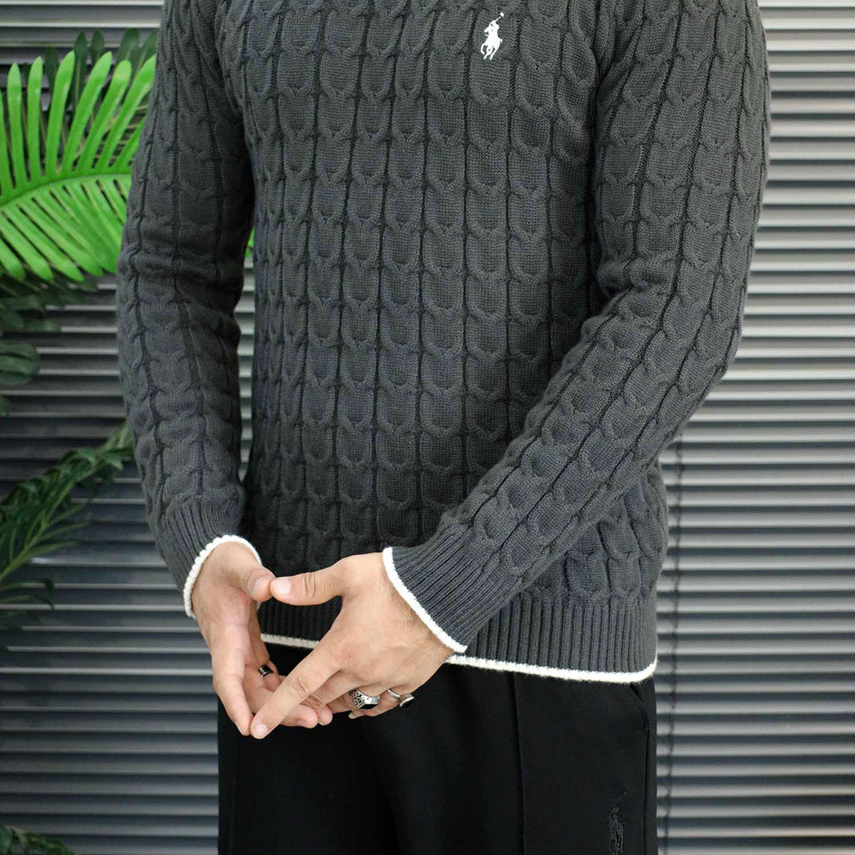 Polo Cashmere Blend Knit Imported Men's Sweater