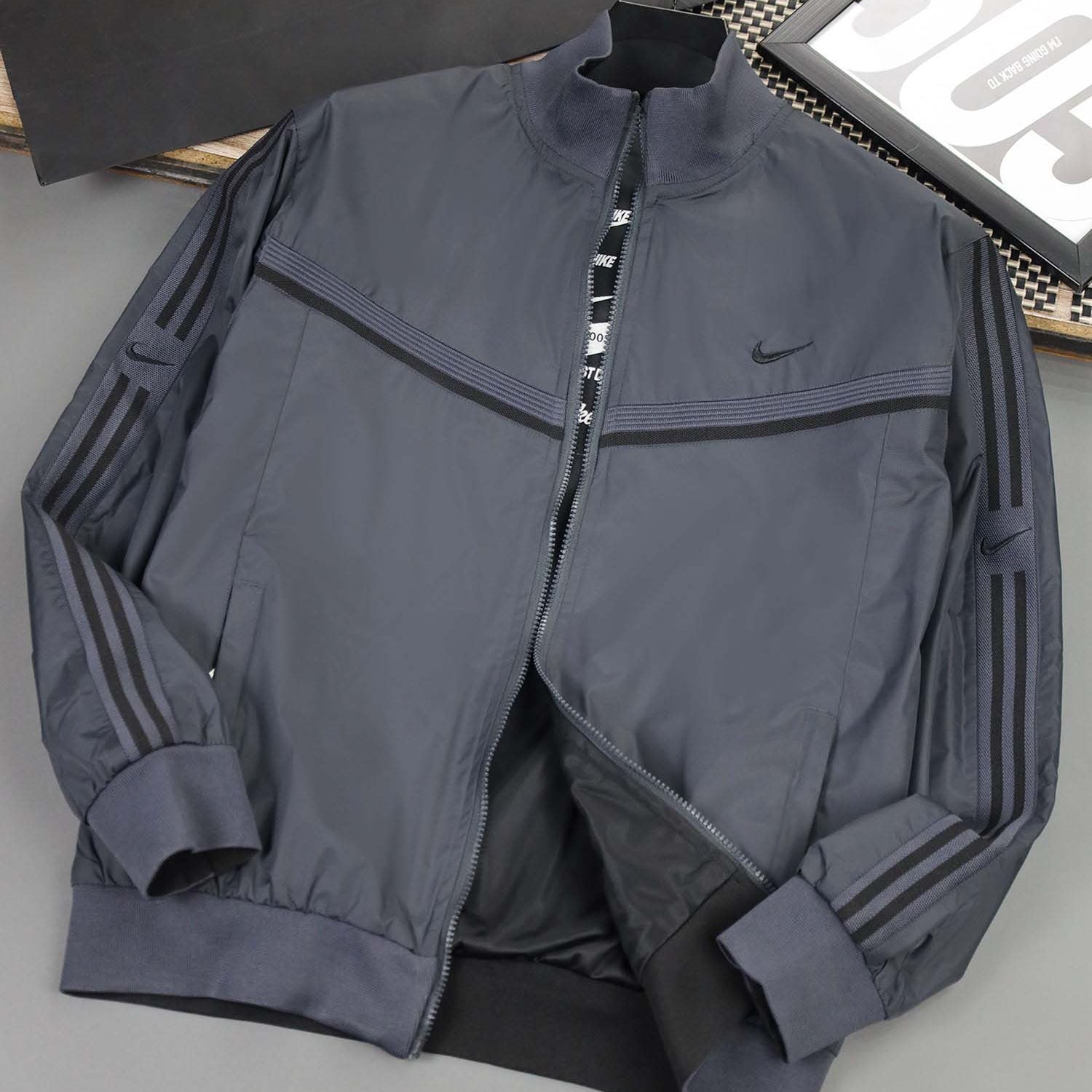 Adds Comfortable Reversible Zip-Up Track Sports Jacket