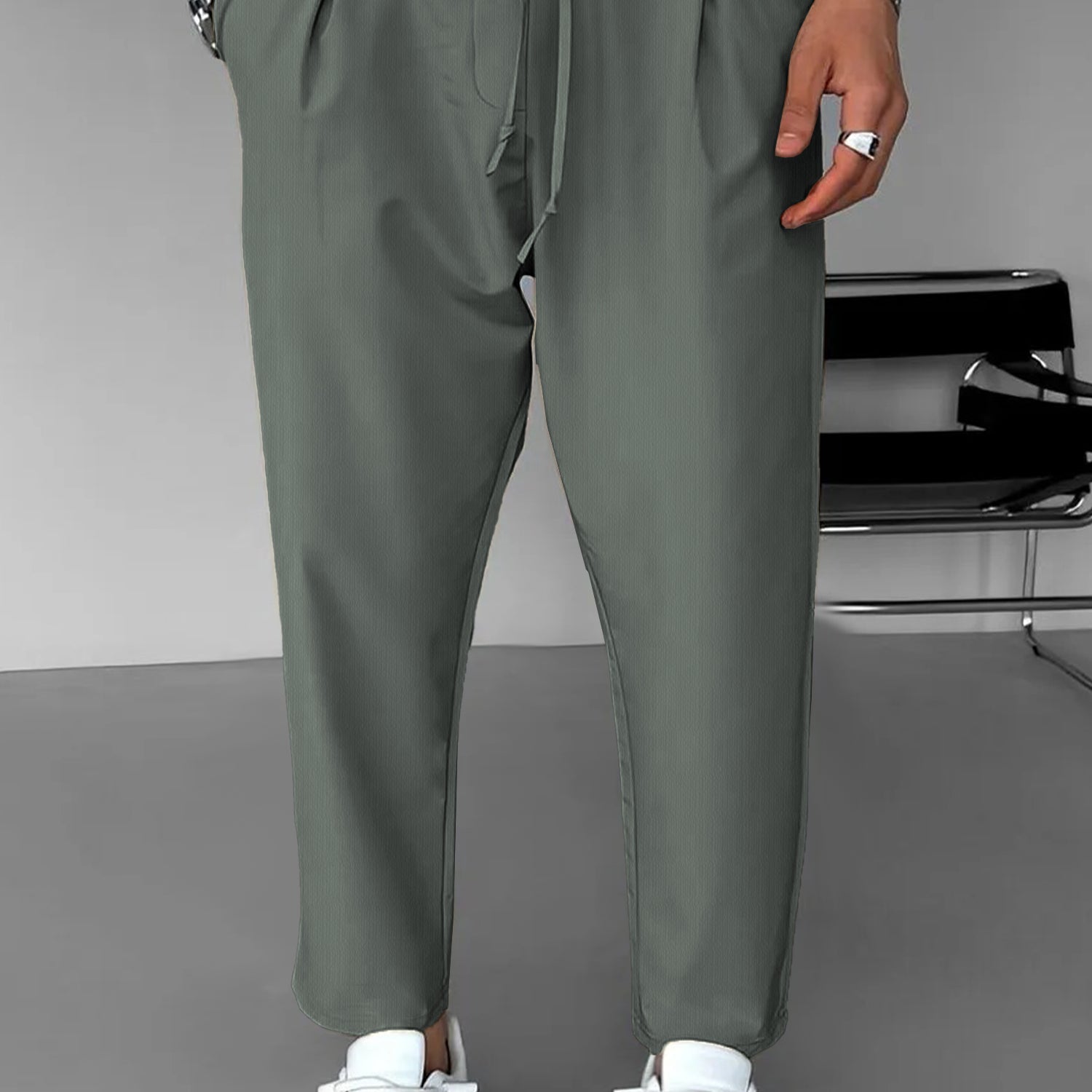 Turbo Straight Leg Lace-Up SlimFit Trouser In Dark Grey