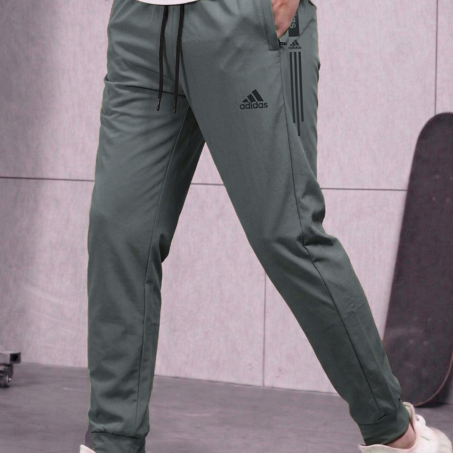 Adds Iconic Style Dry-Fit Trouser In Dark Grey