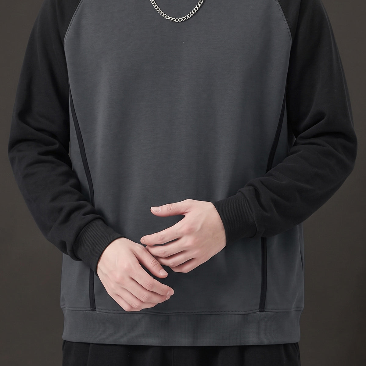 Turbo Raglan Sleeve Pullover Imported Round Neck Men's Sweatshirt