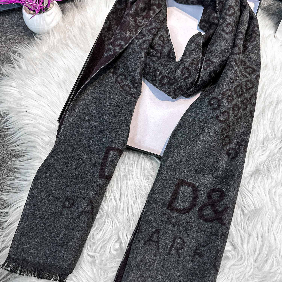 Dlce&Gabna Monogram-Pattern Imported Men's Wool Muffler
