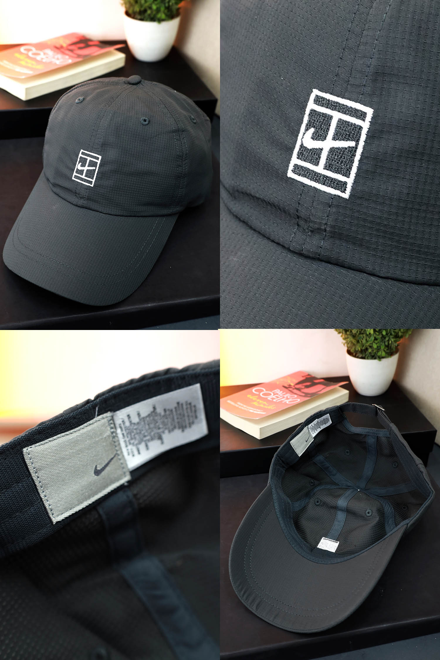 Nke Embroidered Logo Breathable Dry Fit Cap In Dark Grey