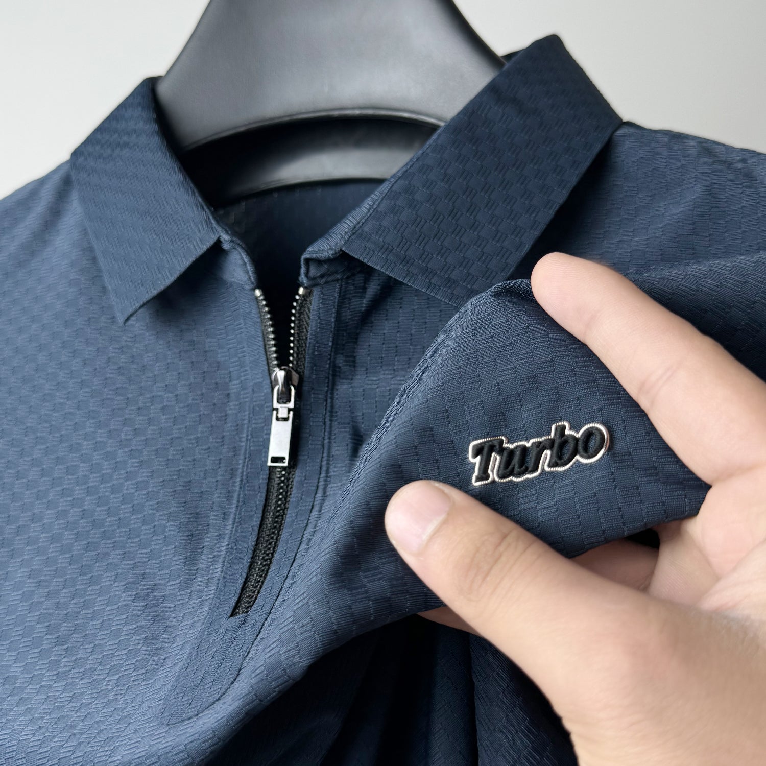Turbo Abstract Symmetry Zip-Collar Men's Polo Shirt