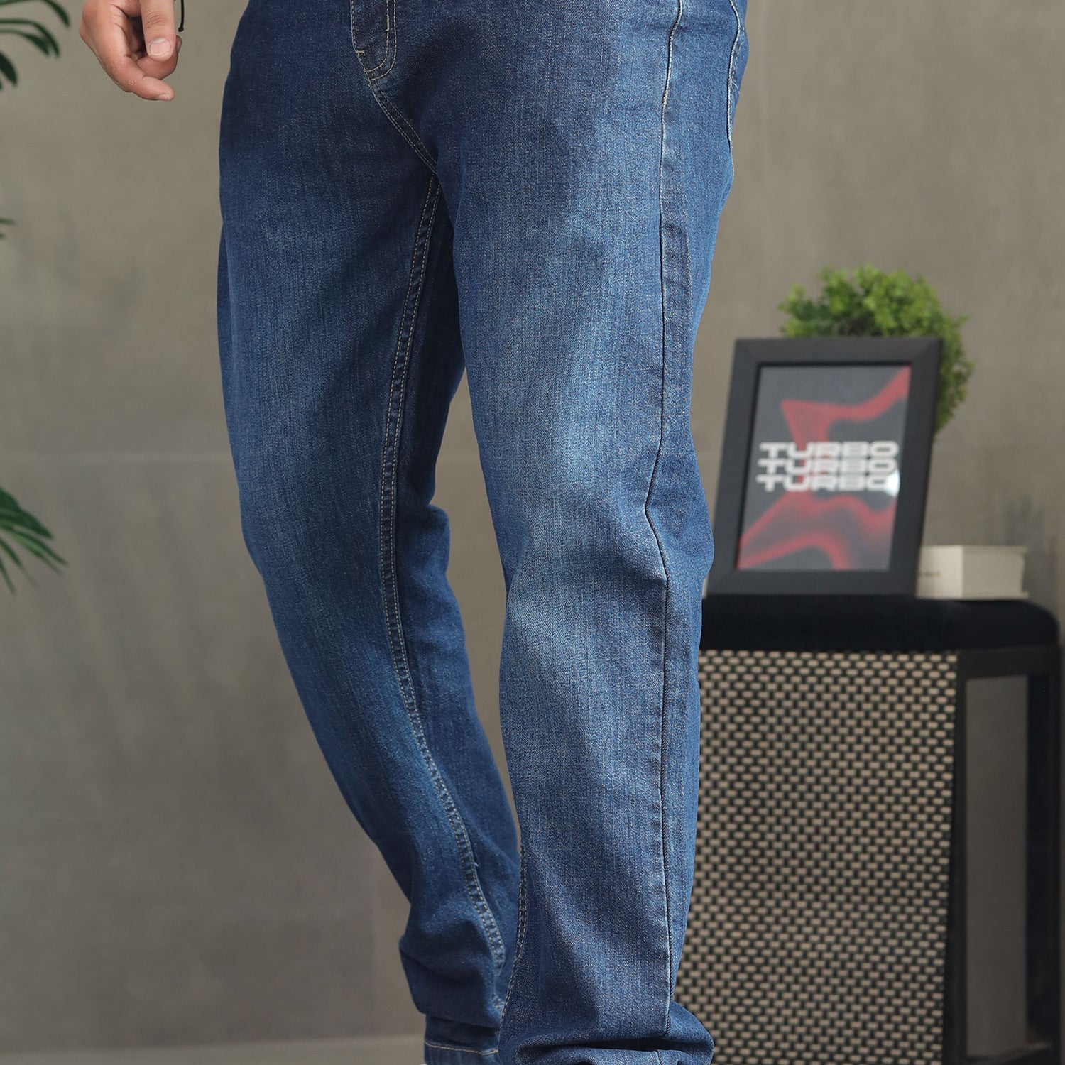 Turbo Regular Straight Slim Fit Denim Jeans