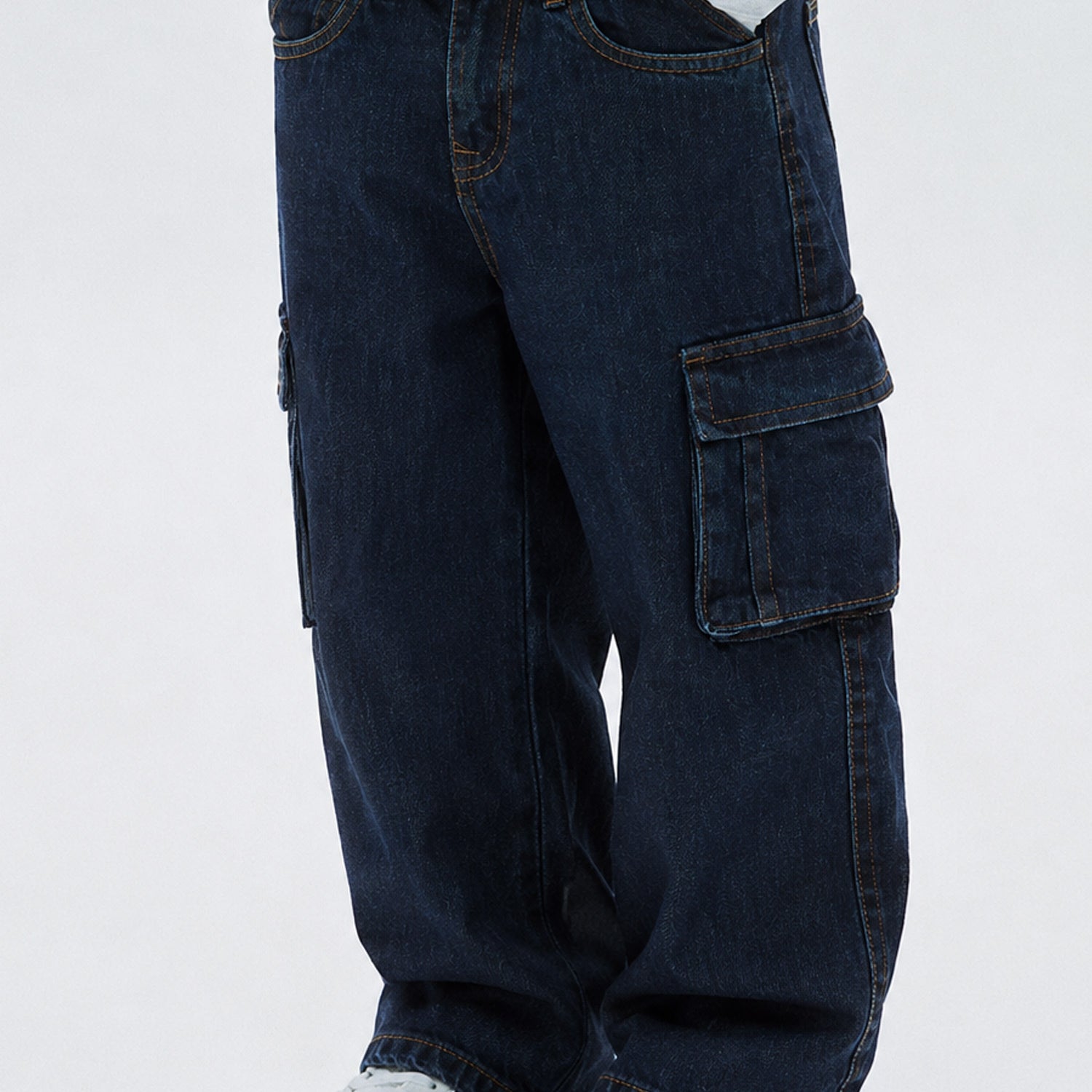 Turbo Wide-Leg Cargo Denim Jeans For Boys