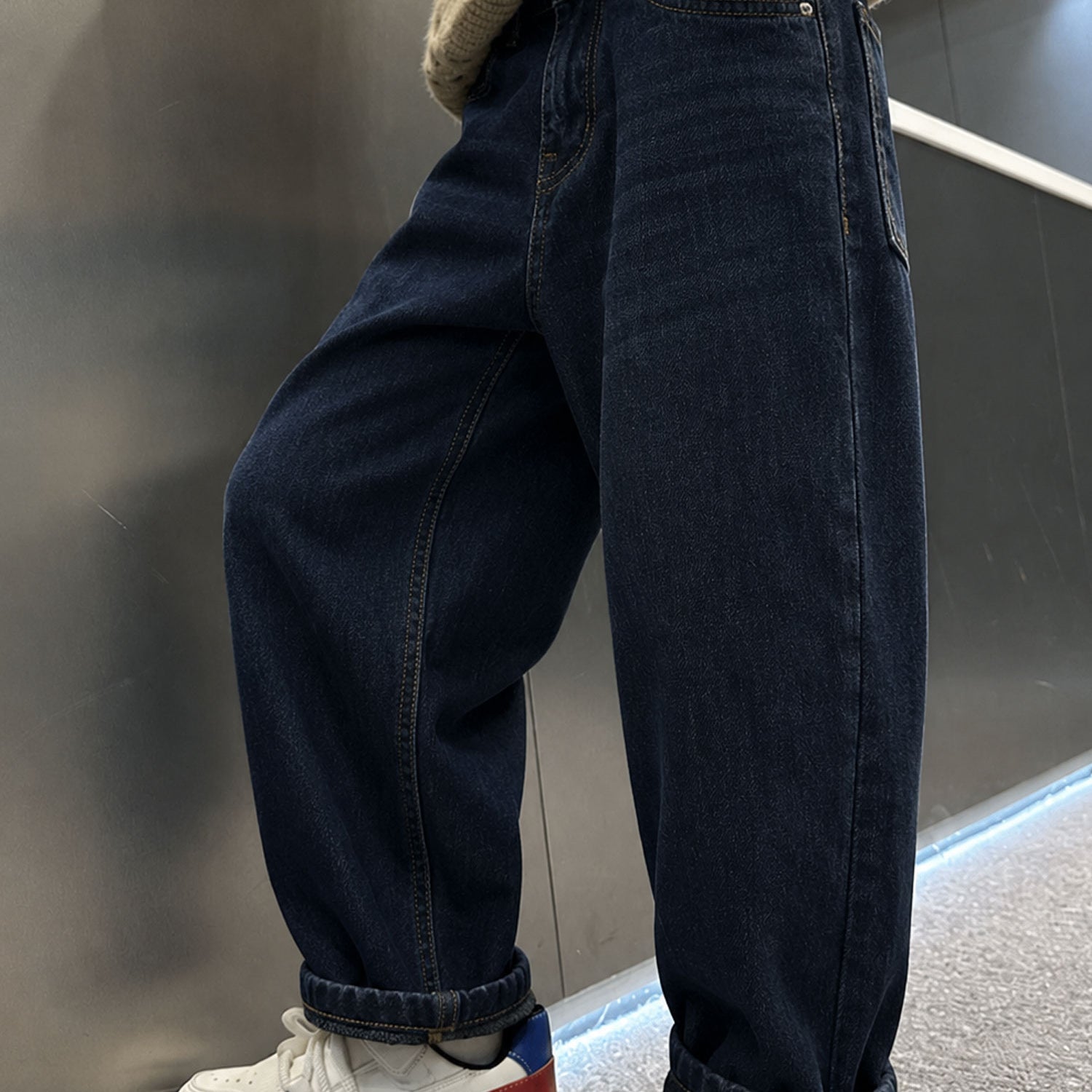 Turbo Minimal Straight Denim Baggy Jeans For Boys
