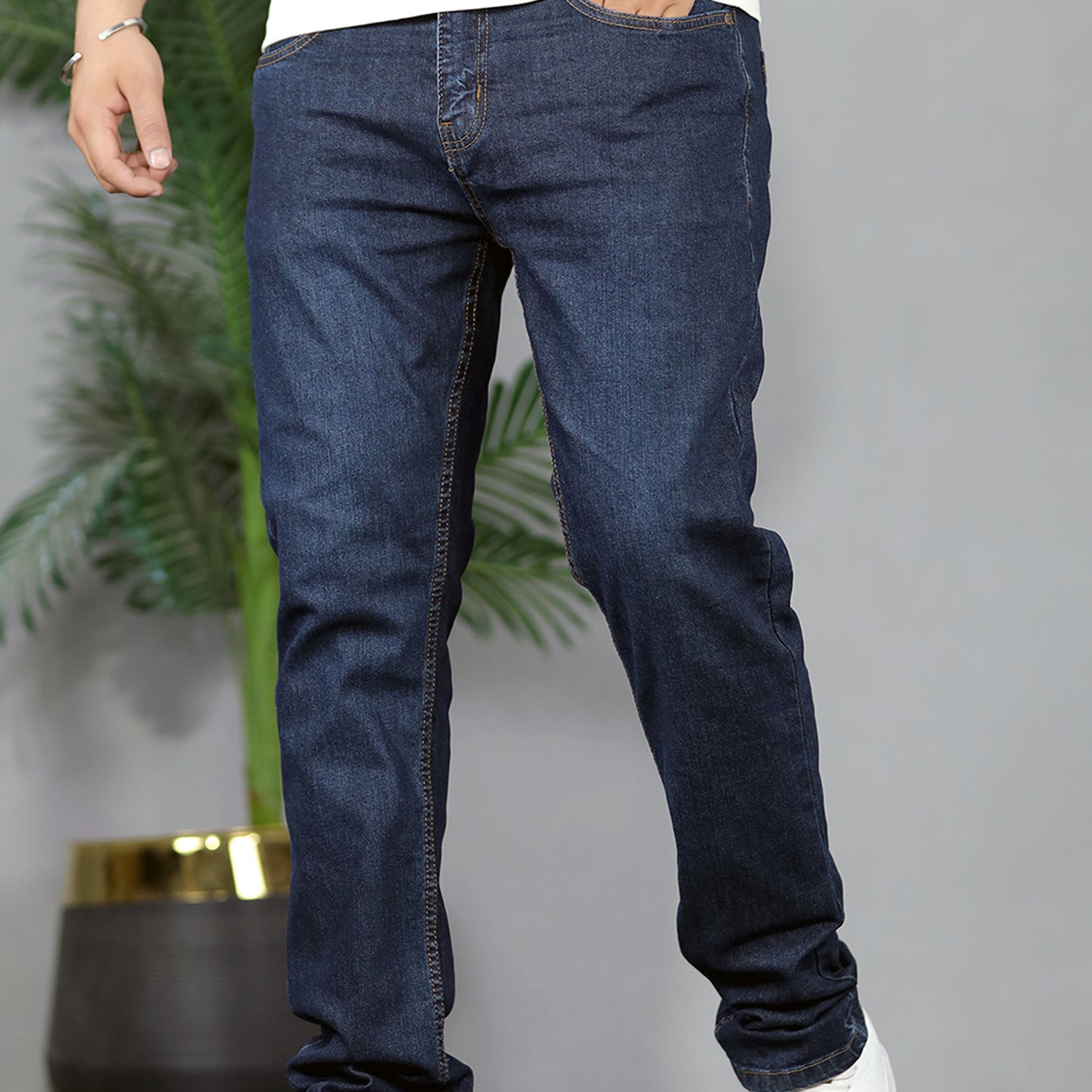 Buy Turbo Relaxed Slim Fit Denim Jeans In Dark Blue