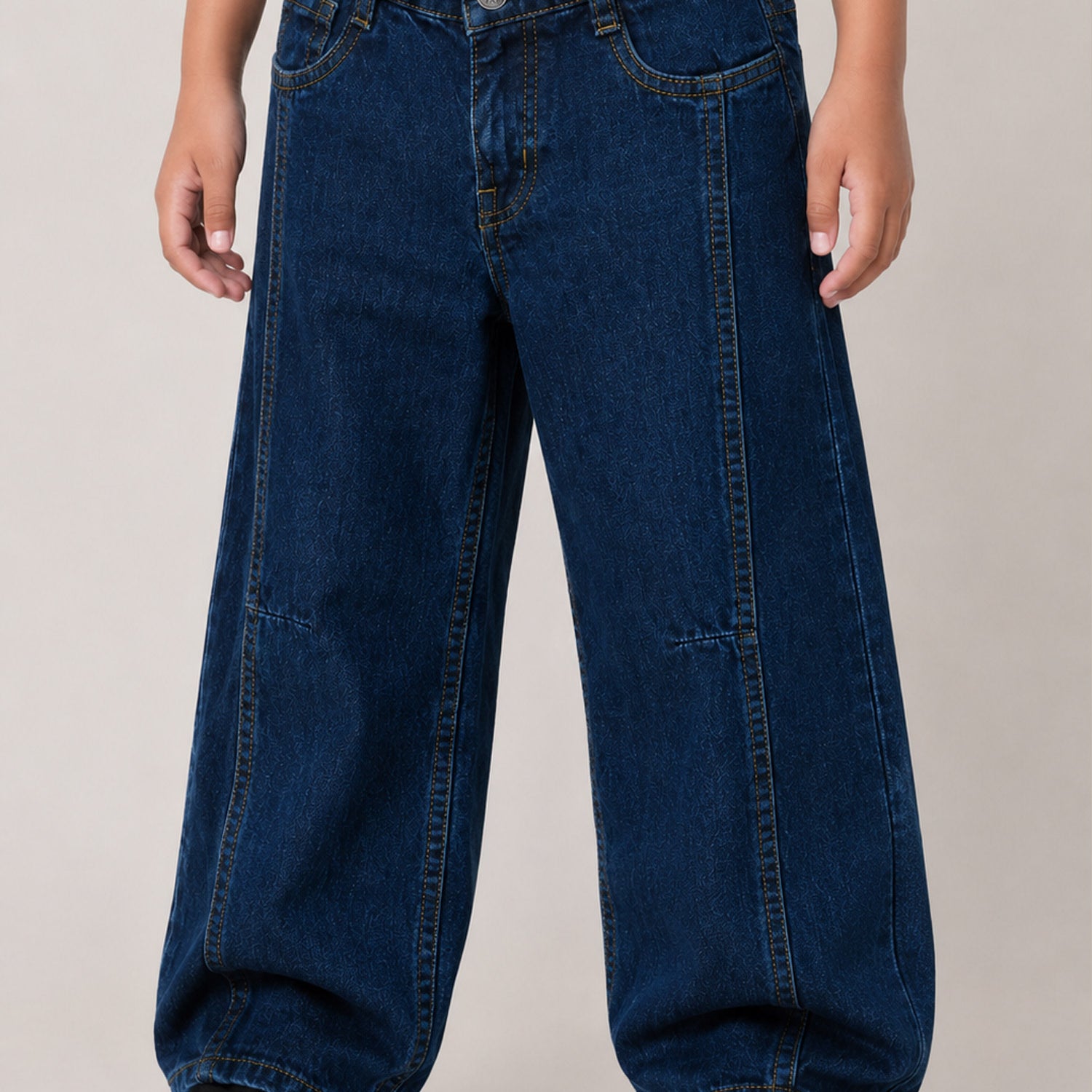 Turbo Front Line Denim Baggy Jeans For Boys